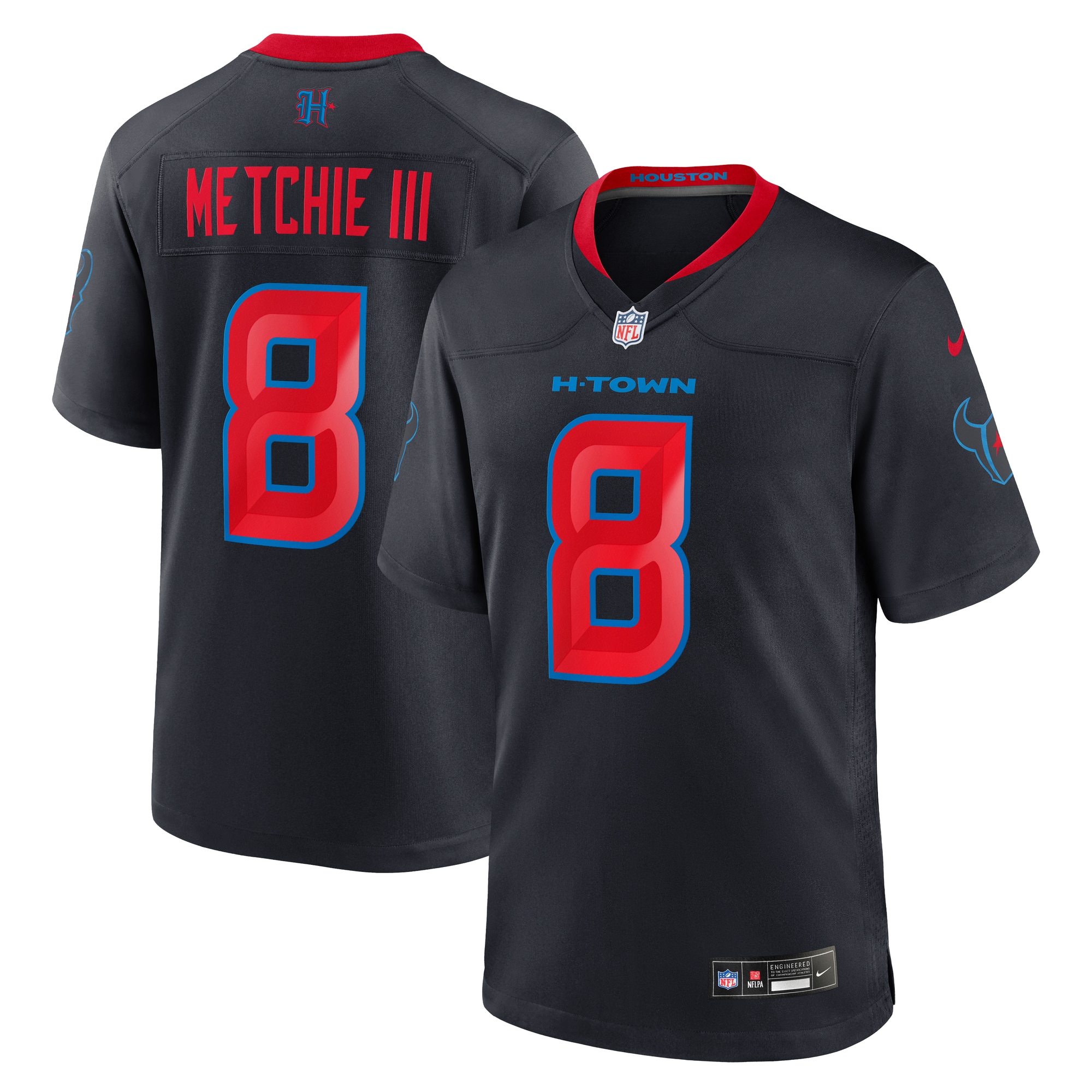 Men's Houston Texans John Metchie III Navy 2nd Alternate Game Jersey JS8292 Saliibo