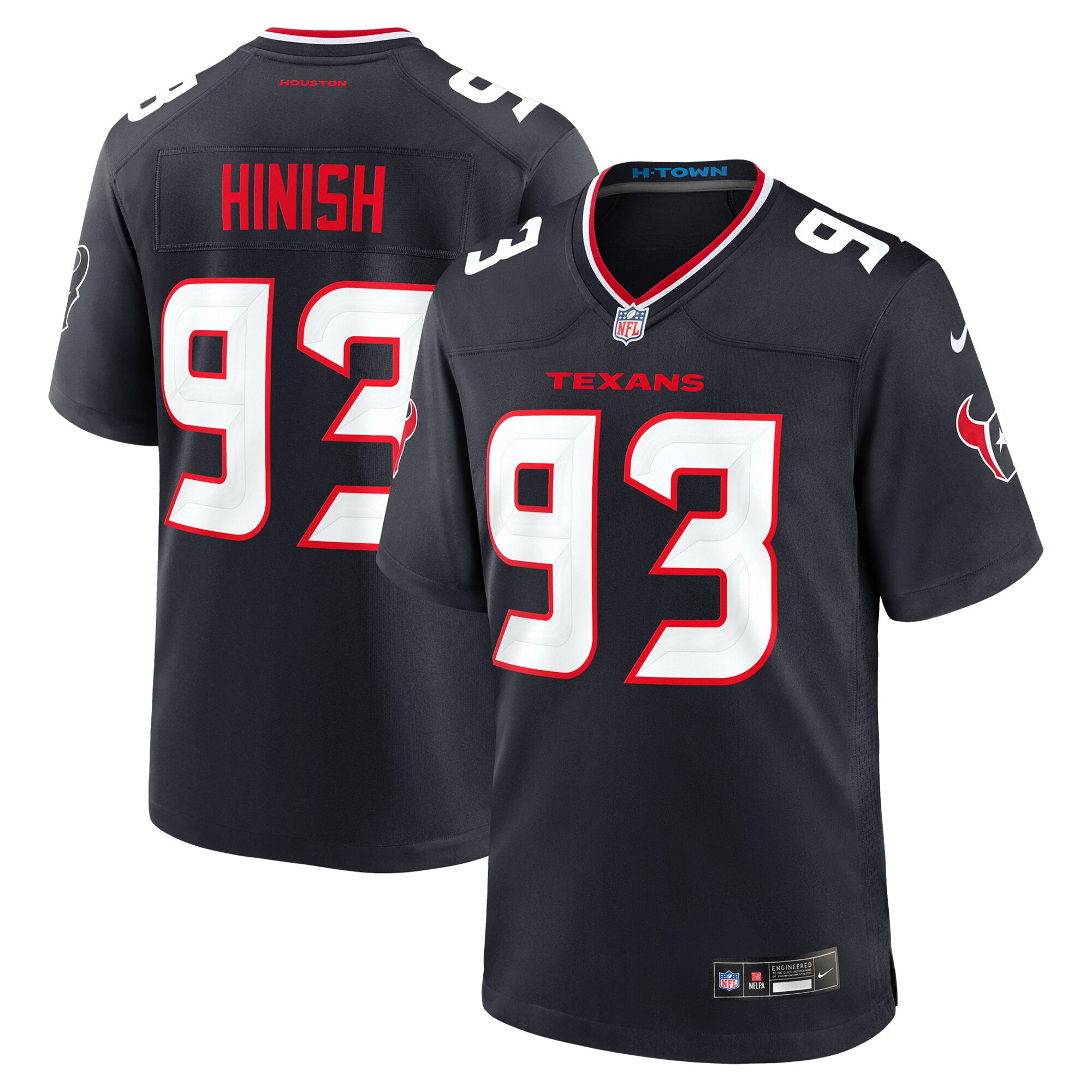 Men's Houston Texans Kurt Hinish Navy Team Game Jersey JS7925 Saliibo