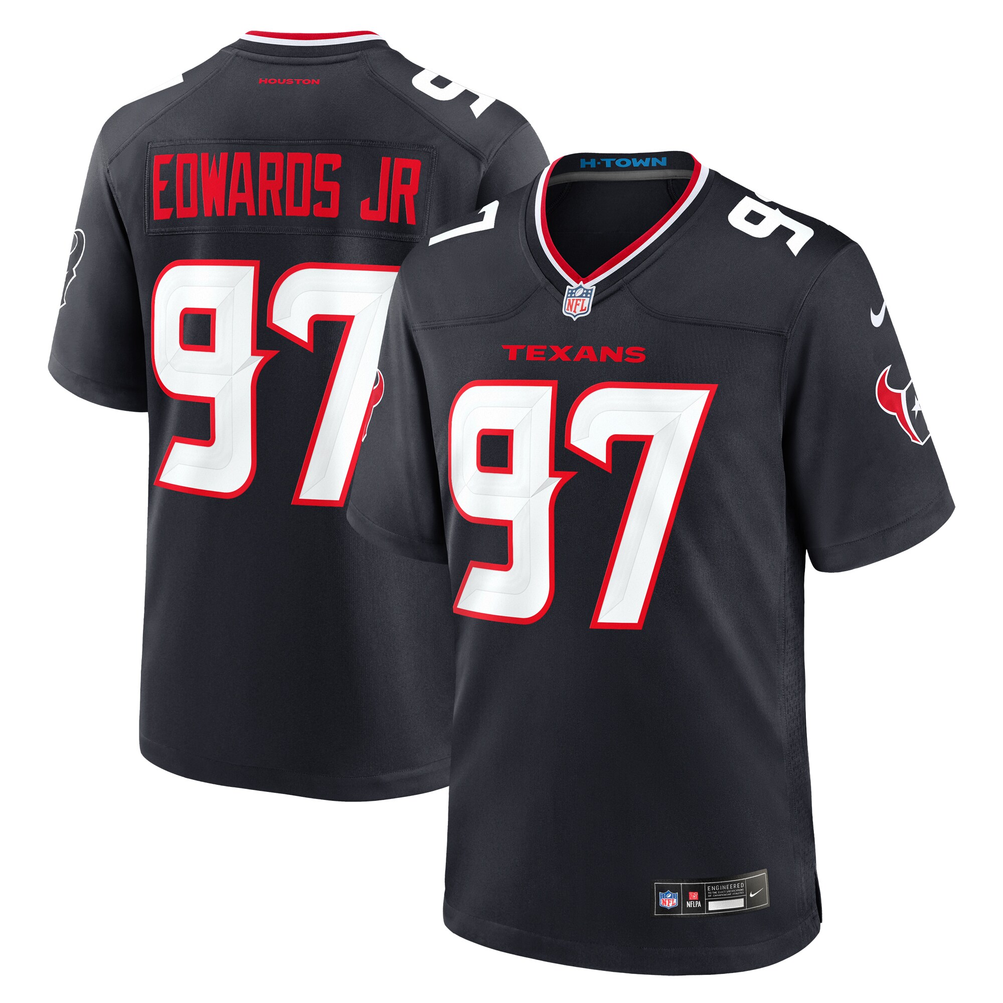 Men's Houston Texans Mario Edwards Jr. Navy Team Game Jersey JS2668 Saliibo