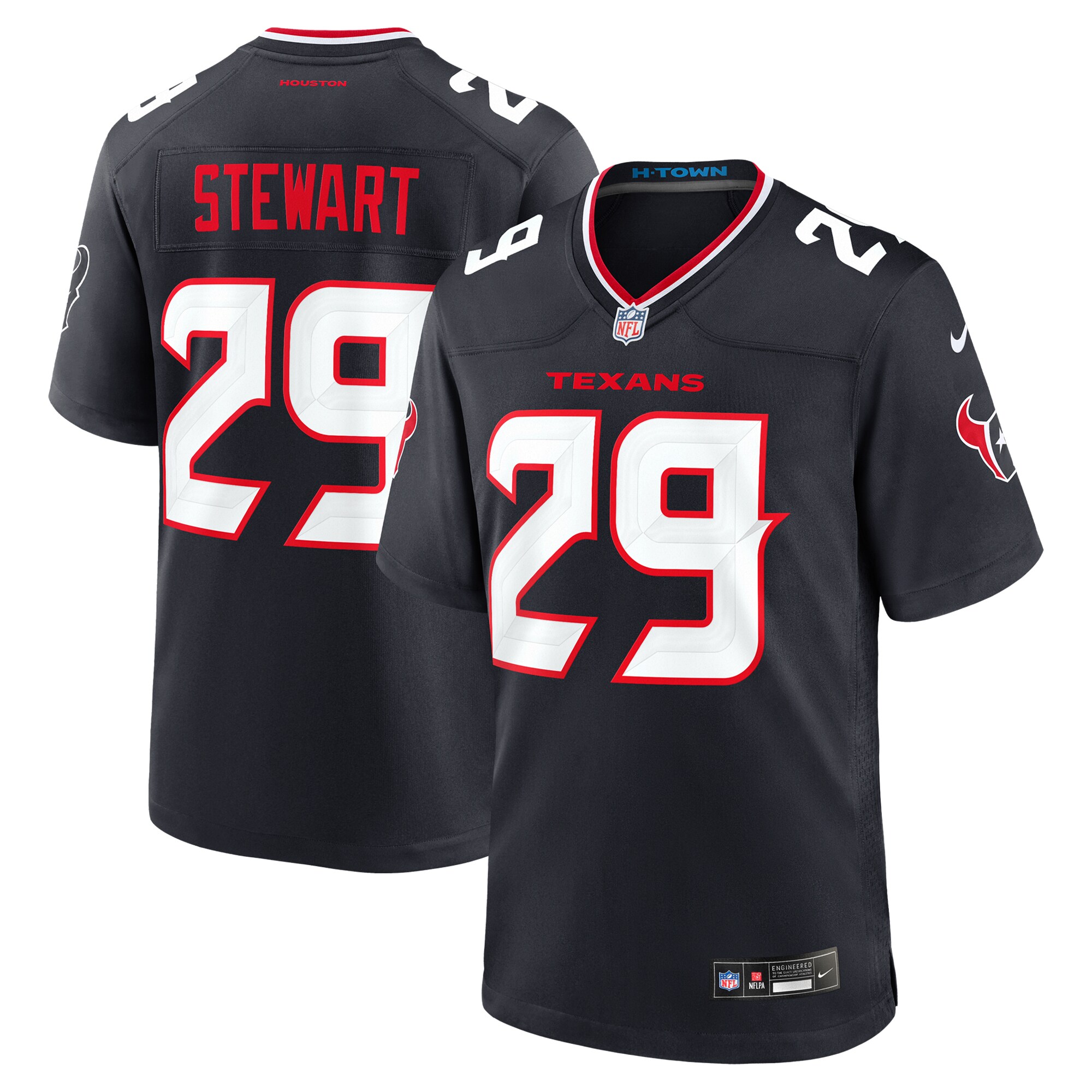 Men's Houston Texans M.J. Stewart Navy Team Game Jersey JS8158 Saliibo