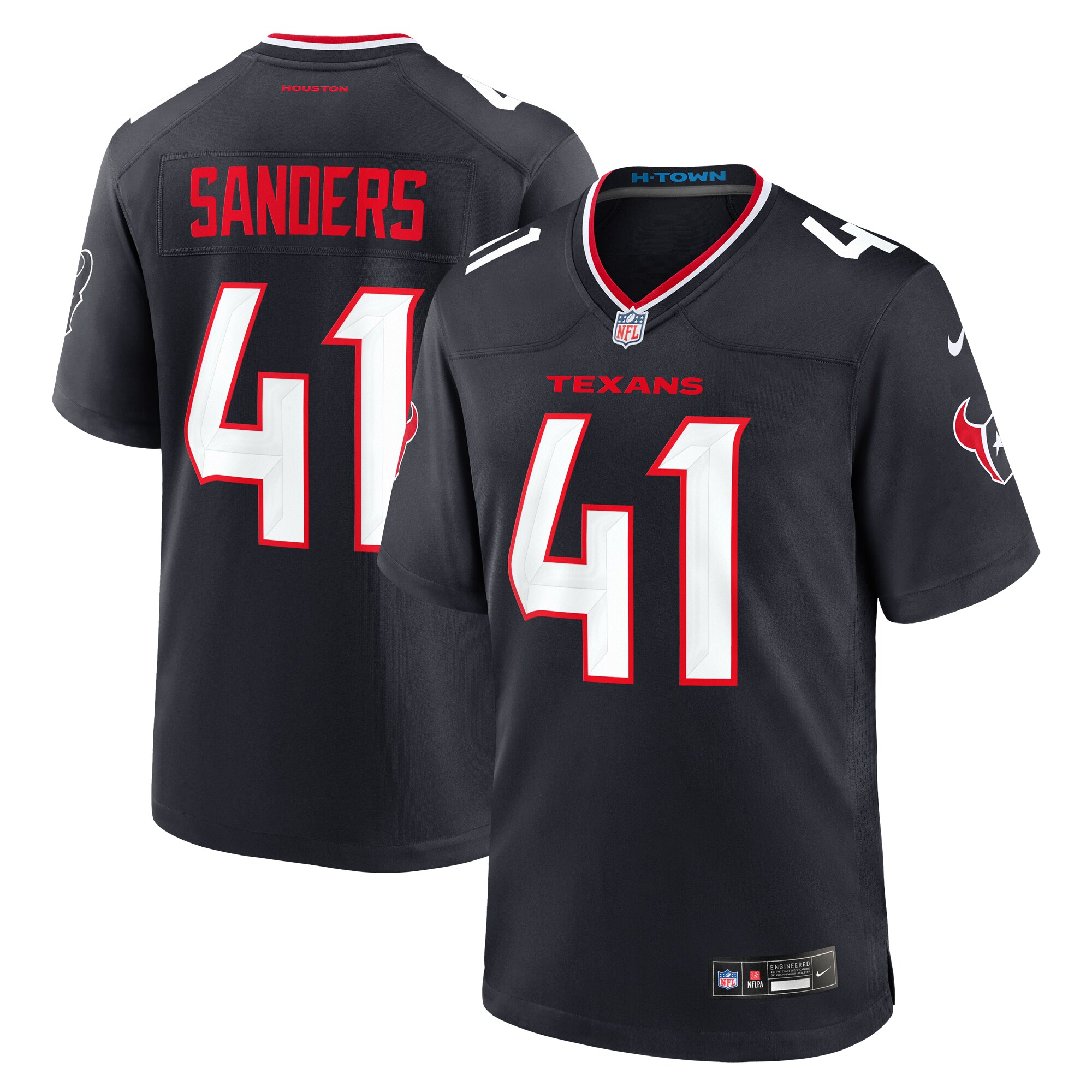Men's Houston Texans Myjai Sanders Navy Team Game Jersey JS4161 Saliibo