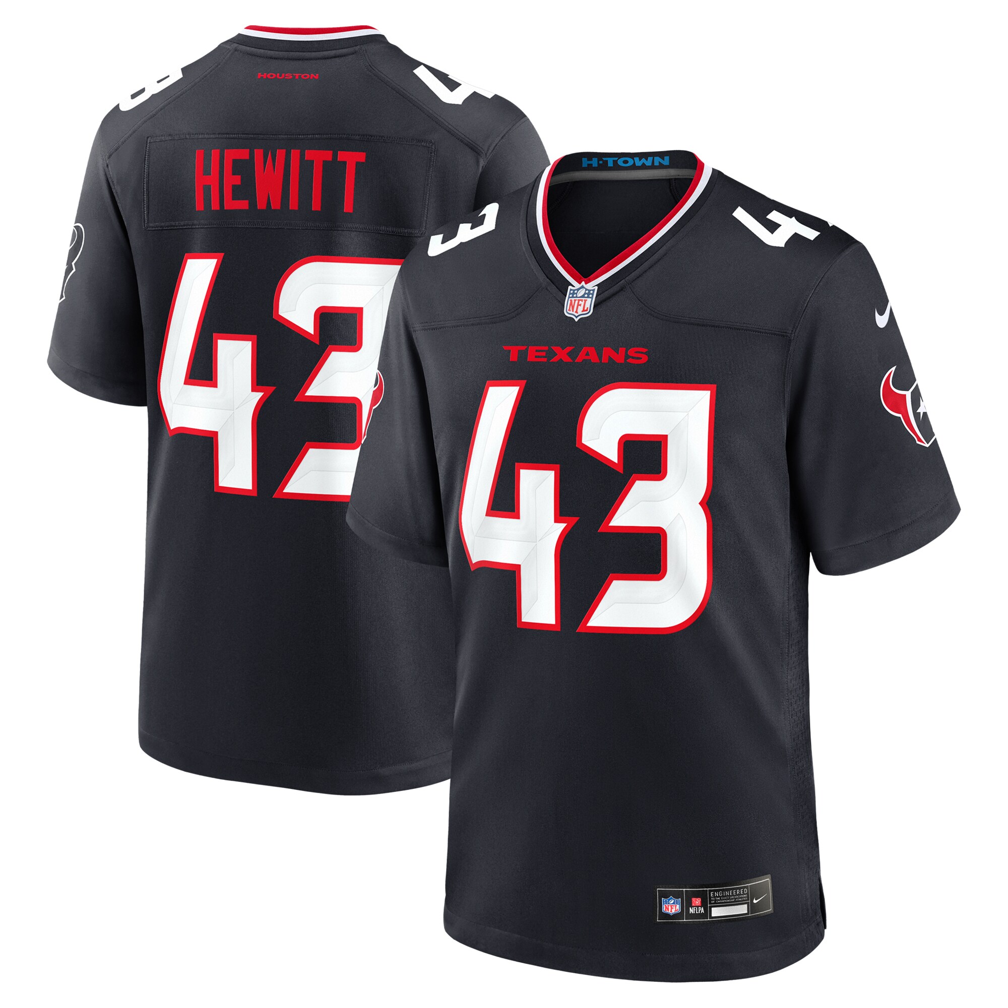 Men's Houston Texans Neville Hewitt Navy Team Game Jersey JS3633 Saliibo