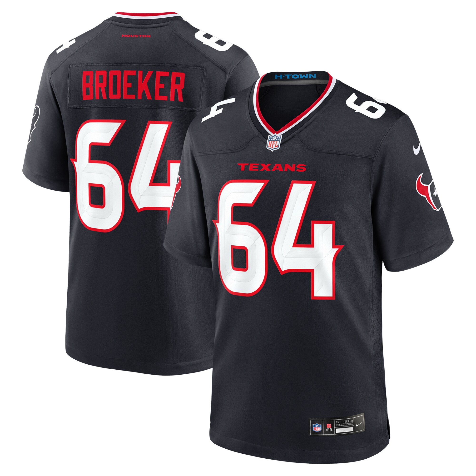 Men's Houston Texans Nick Broeker Navy Team Game Jersey JS6654 Saliibo