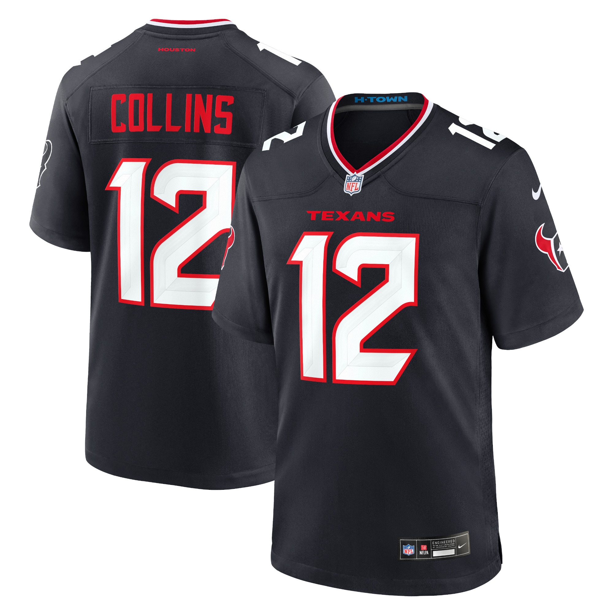 Men's Houston Texans Nico Collins Navy Game Jersey JS4798 Saliibo