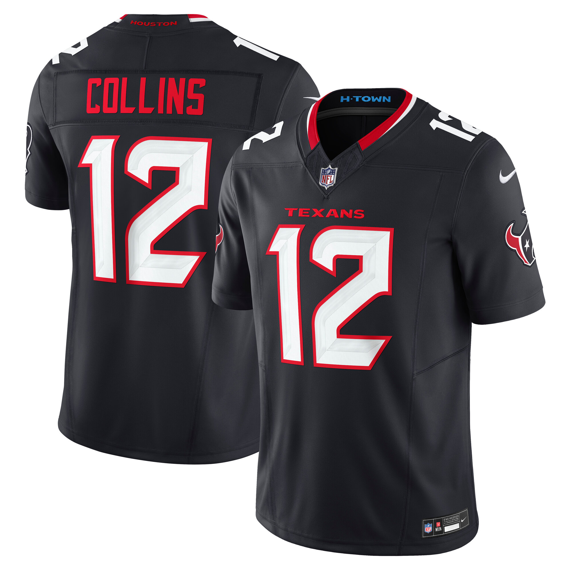 Men's Houston Texans Nico Collins Navy Team Vapor F.U.S.E. Limited Jersey JS2300 Saliibo