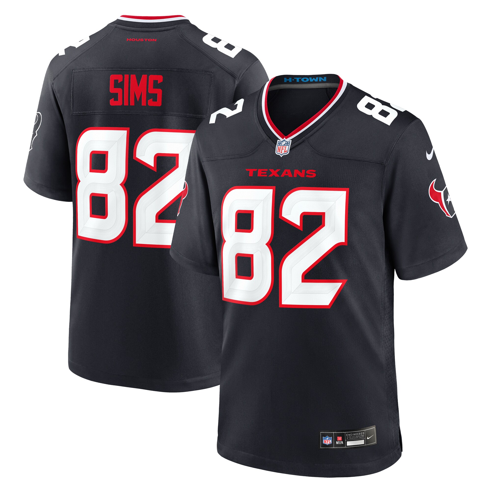 Men's Houston Texans Steven Sims Navy Team Game Jersey JS4067 Saliibo
