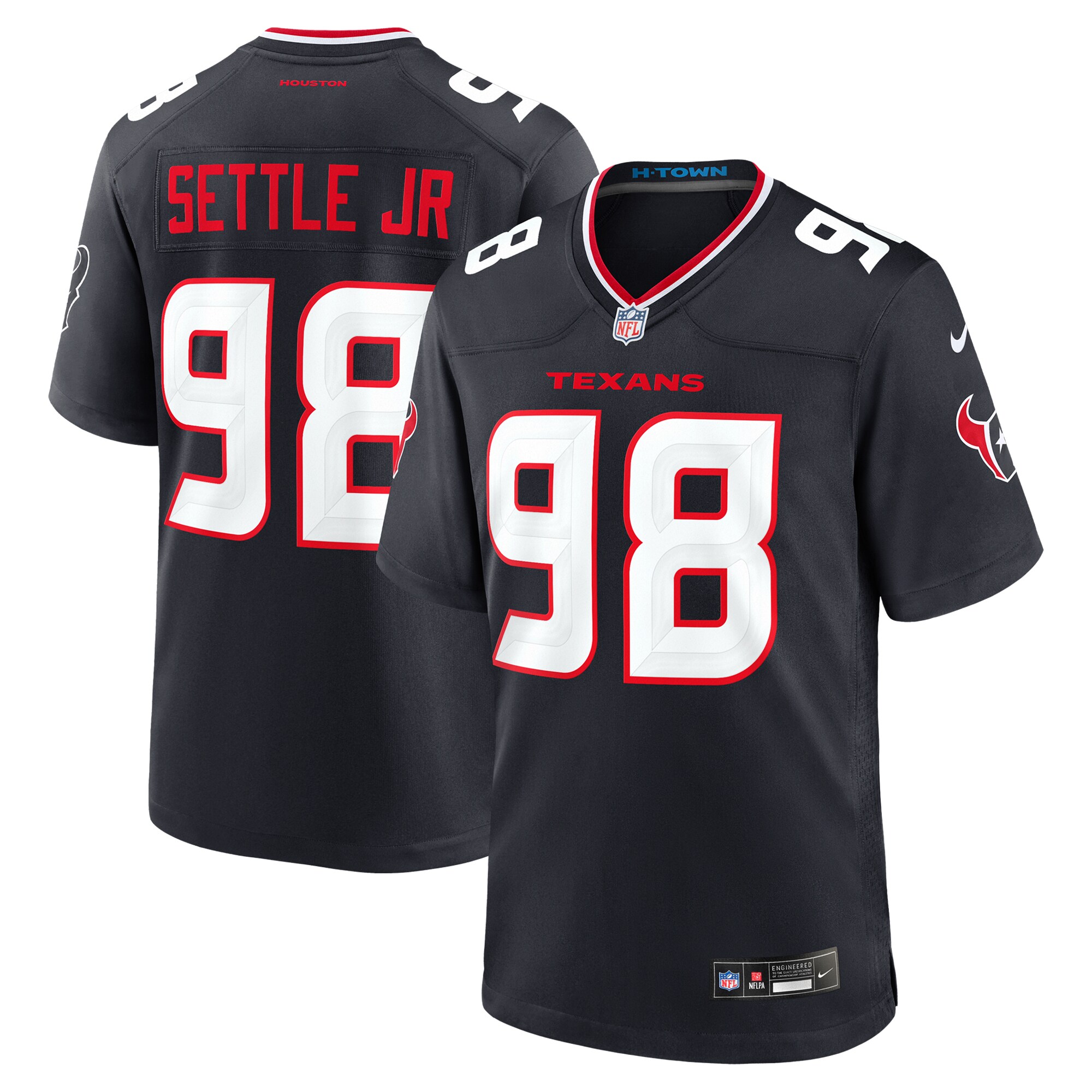 Men's Houston Texans Tim Settle Jr. Navy Team Game Jersey JS9055 Saliibo