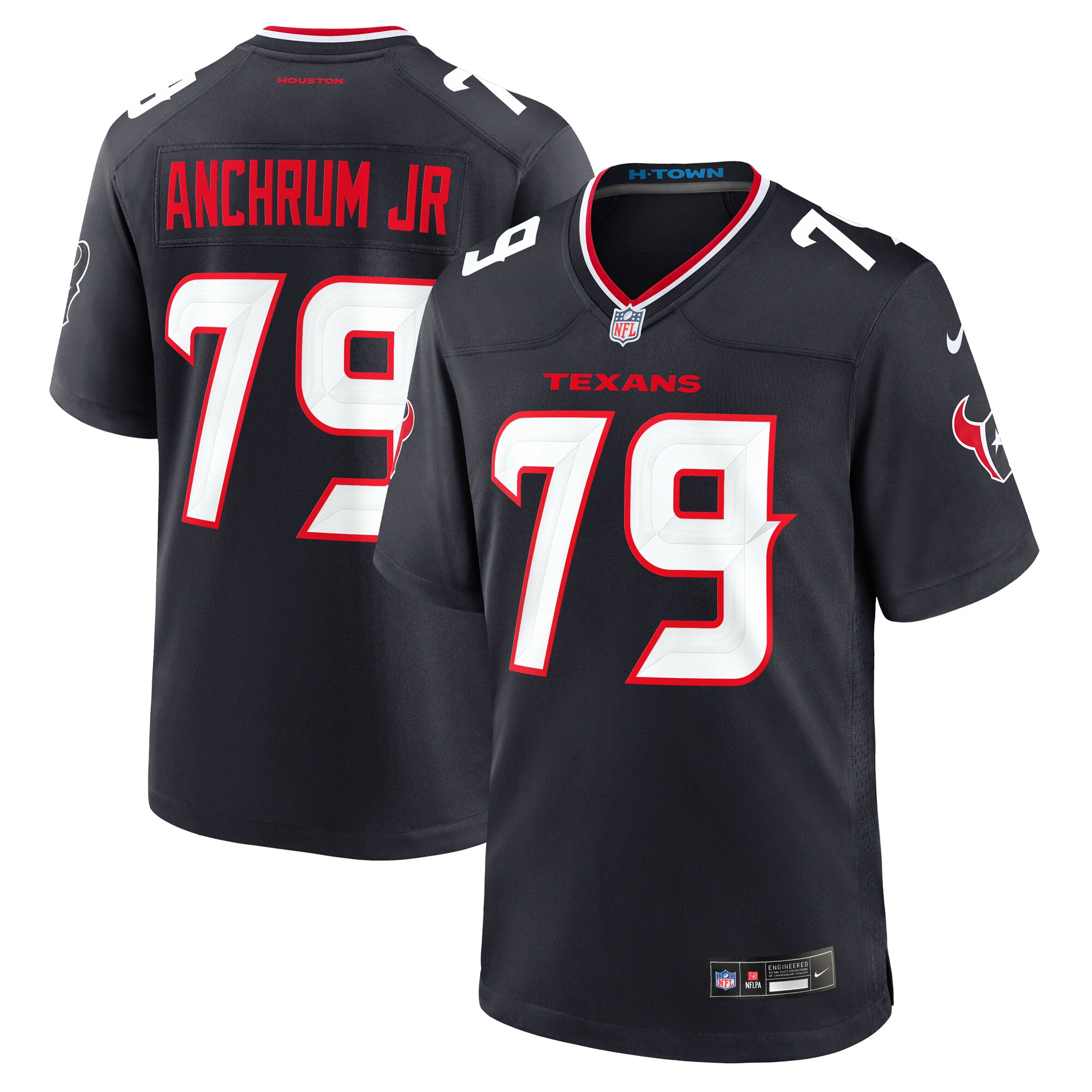 Men's Houston Texans Tremayne Anchrum Jr. Navy Team Game Jersey JS6826 Saliibo