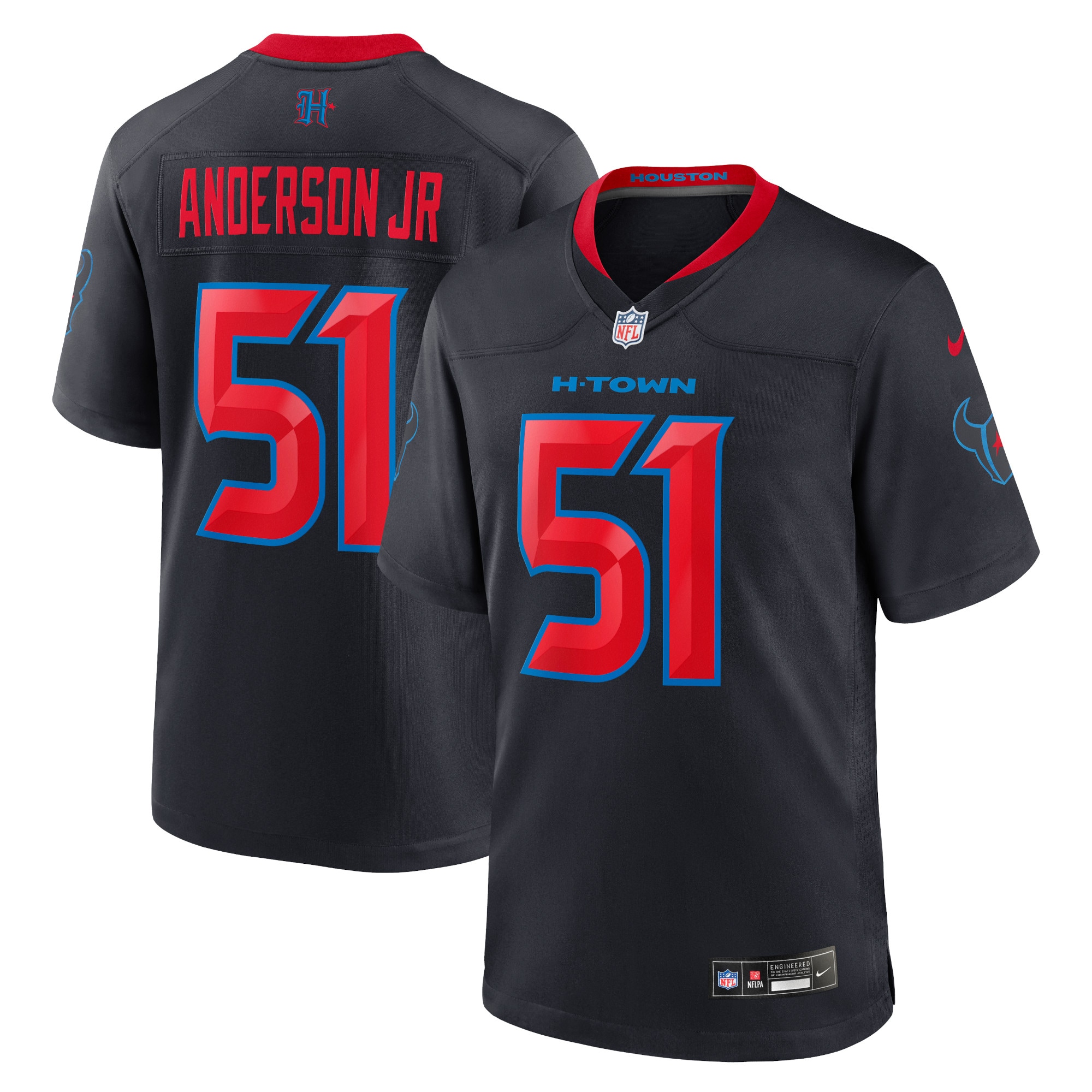 Men's Houston Texans Will Anderson Jr. Navy 2nd Alternate Game Jersey JS5208 Saliibo