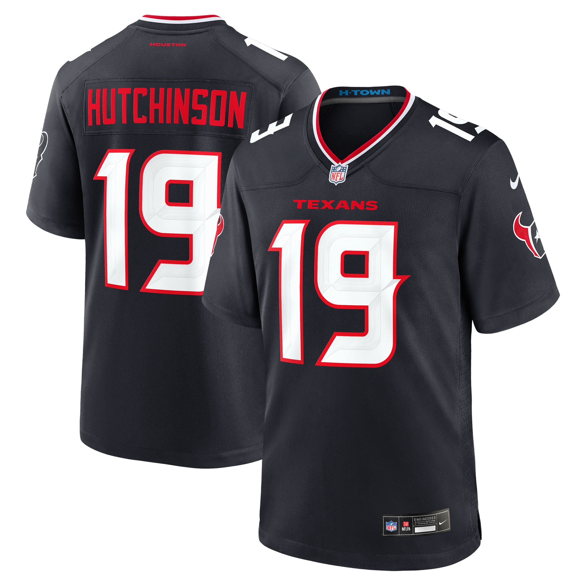 Men's Houston Texans Xavier Hutchinson Navy Team Game Jersey JS5526 Saliibo