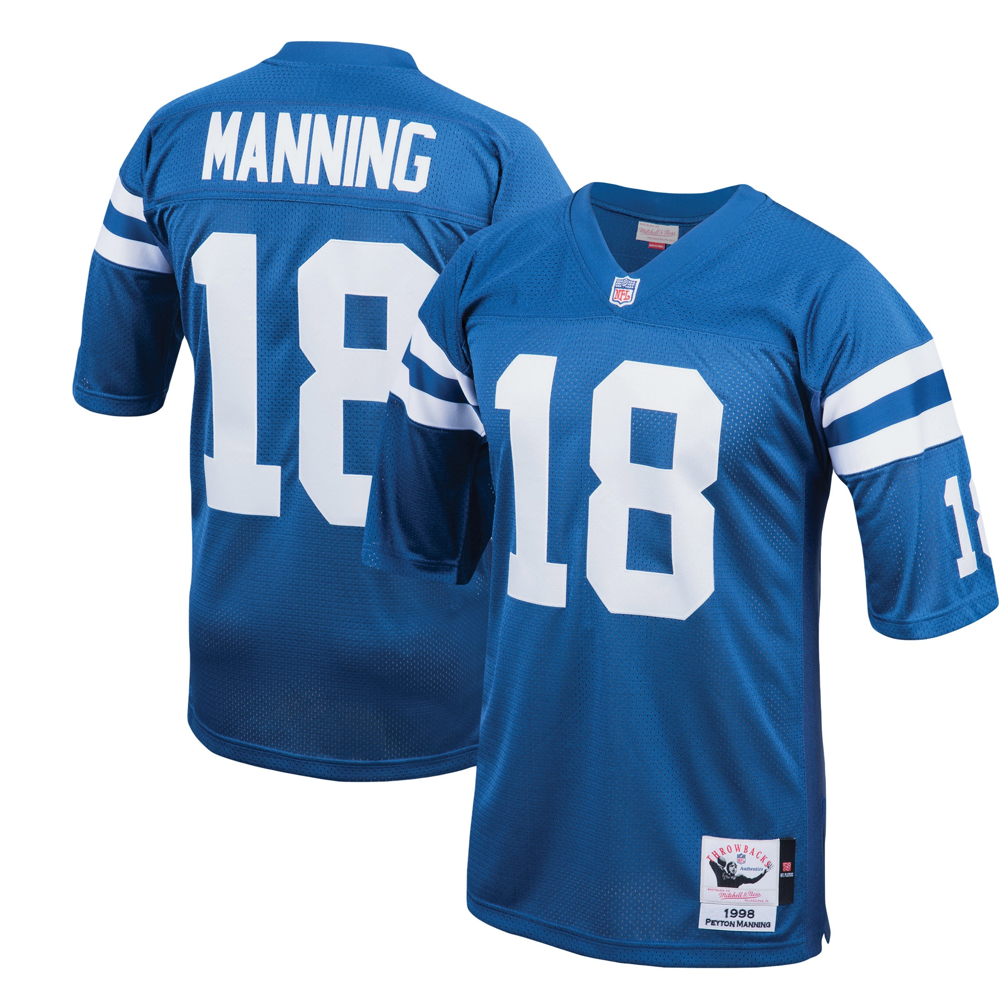 Men's Indianapolis Colts 1998 Peyton Manning Mitchell & Ness Royal Throwback Retired Player Jersey JS4296 Saliibo