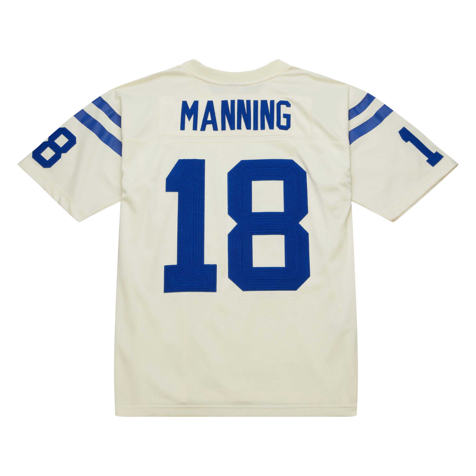 Men's Indianapolis Colts Peyton Manning Mitchell & Ness Cream Chainstitch Legacy Jersey JS5232 Saliibo - Image 3