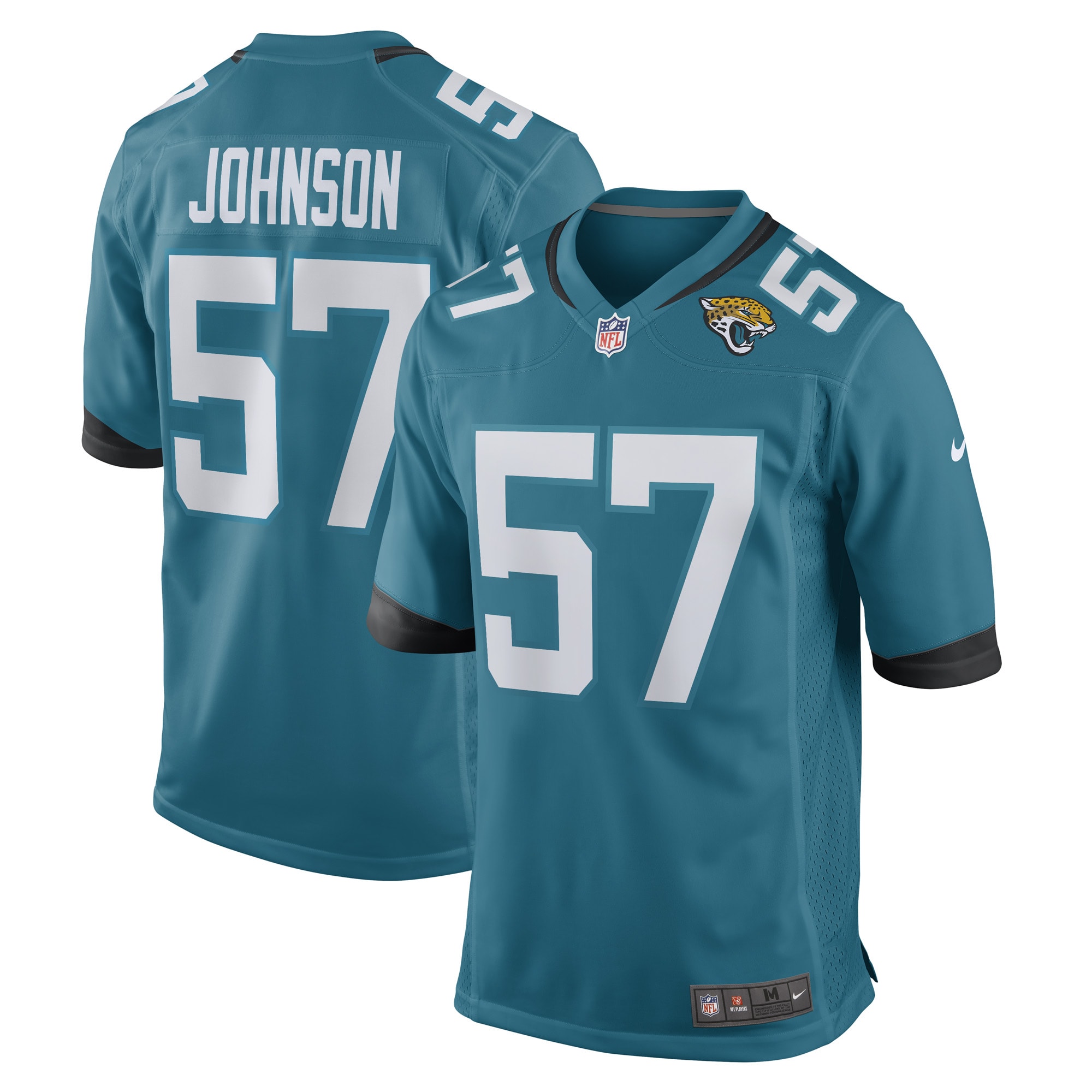 Men's Jacksonville Jaguars Caleb Johnson Teal Game Player Jersey JS8427 Saliibo