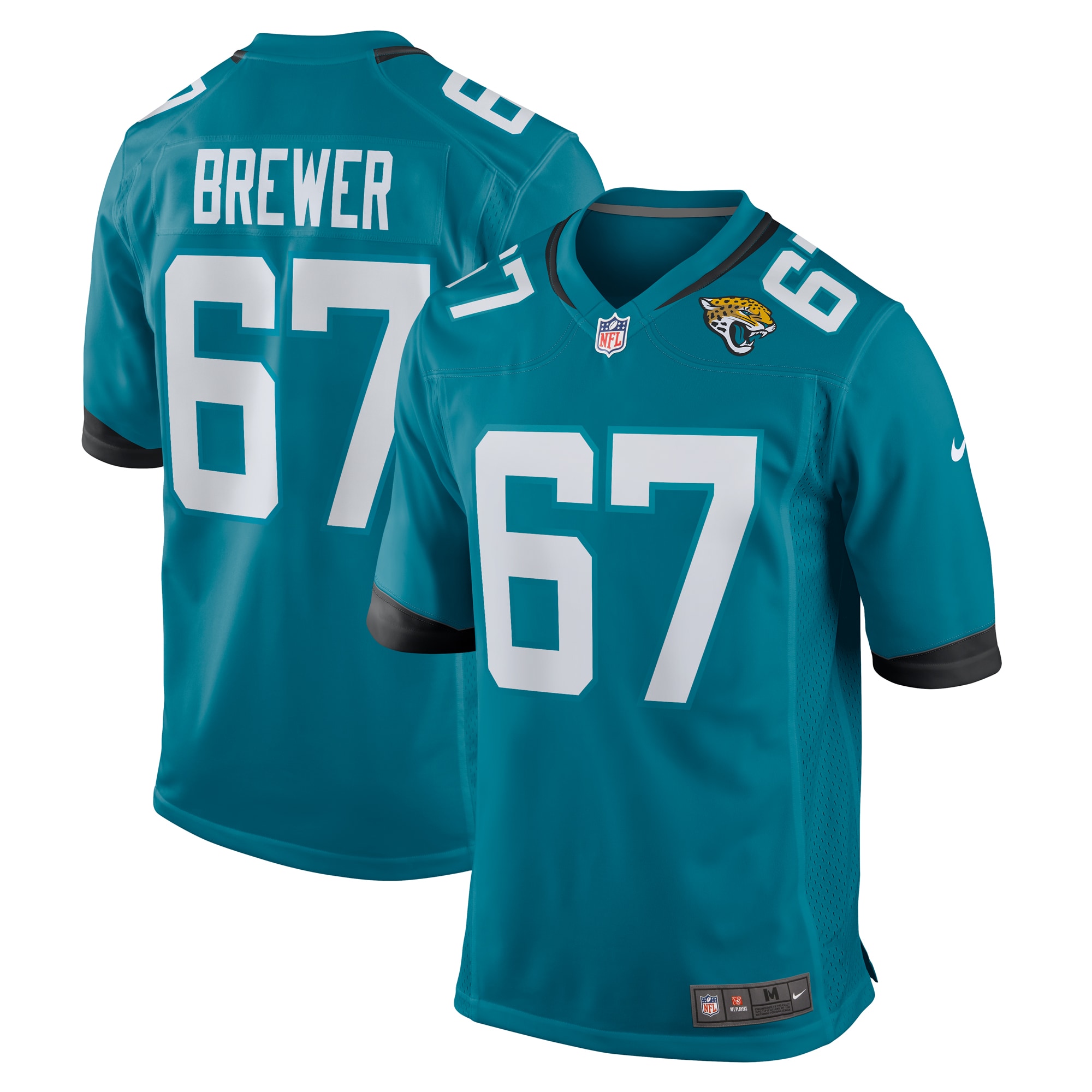 Men's Jacksonville Jaguars Chandler Brewer Teal Game Jersey JS9618 Saliibo