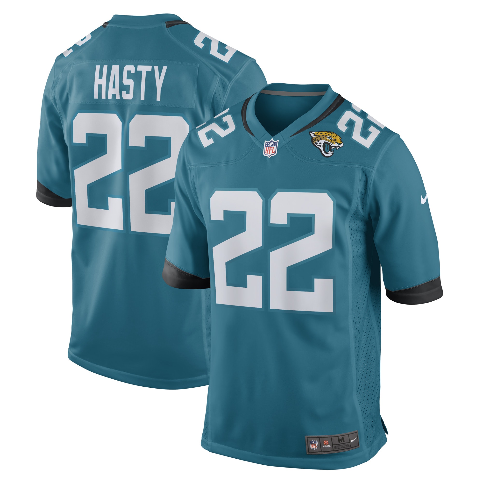 Men's Jacksonville Jaguars Jamycal Hasty Teal Game Player Jersey JS3448 Saliibo