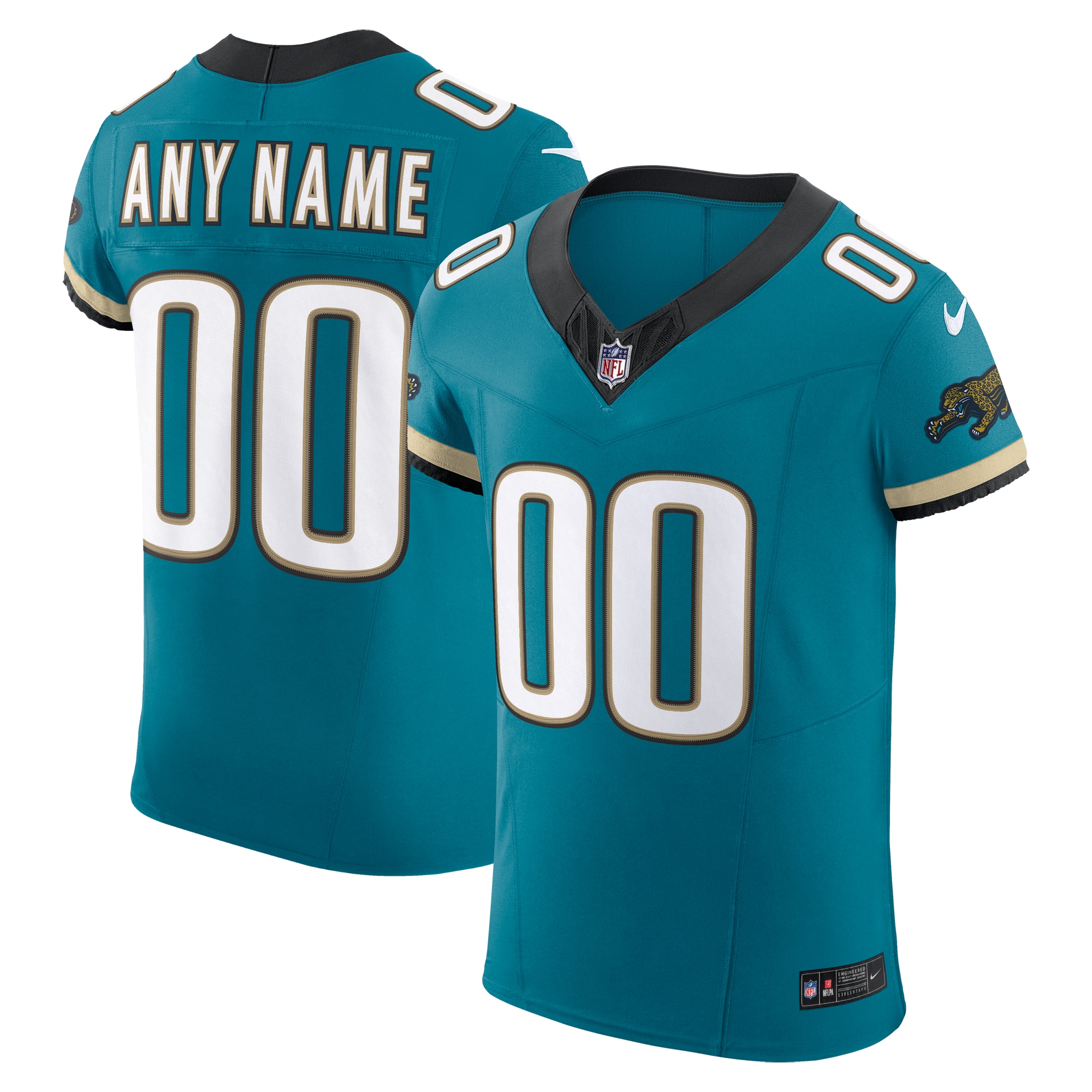 Men's Jacksonville Jaguars Teal Alternate Vapor F.U.S.E. Elite Custom Jersey JS7116 Saliibo