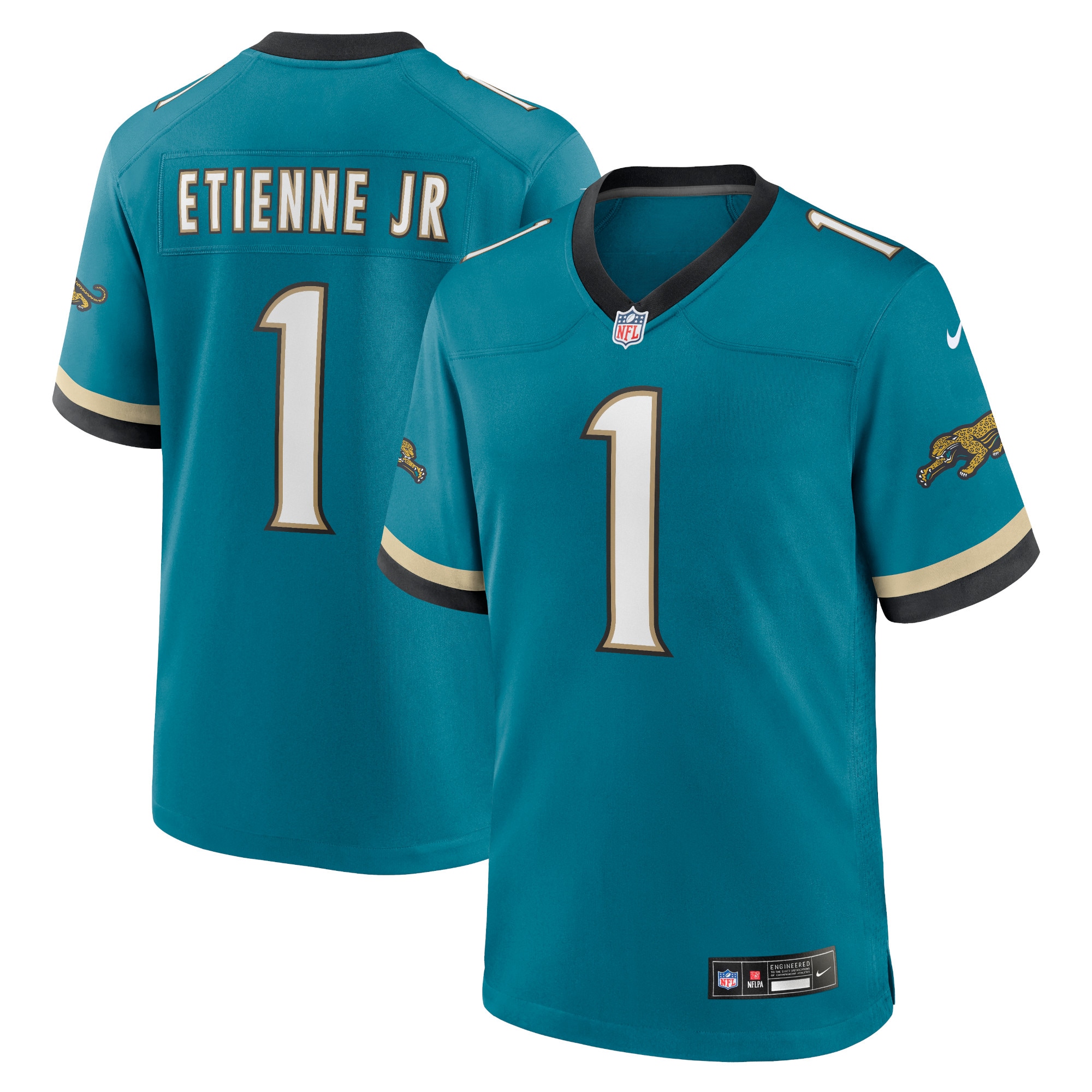 Men's Jacksonville Jaguars Travis Etienne Jr Teal Prowler Throwback Player Game Jersey JS5302 Saliibo