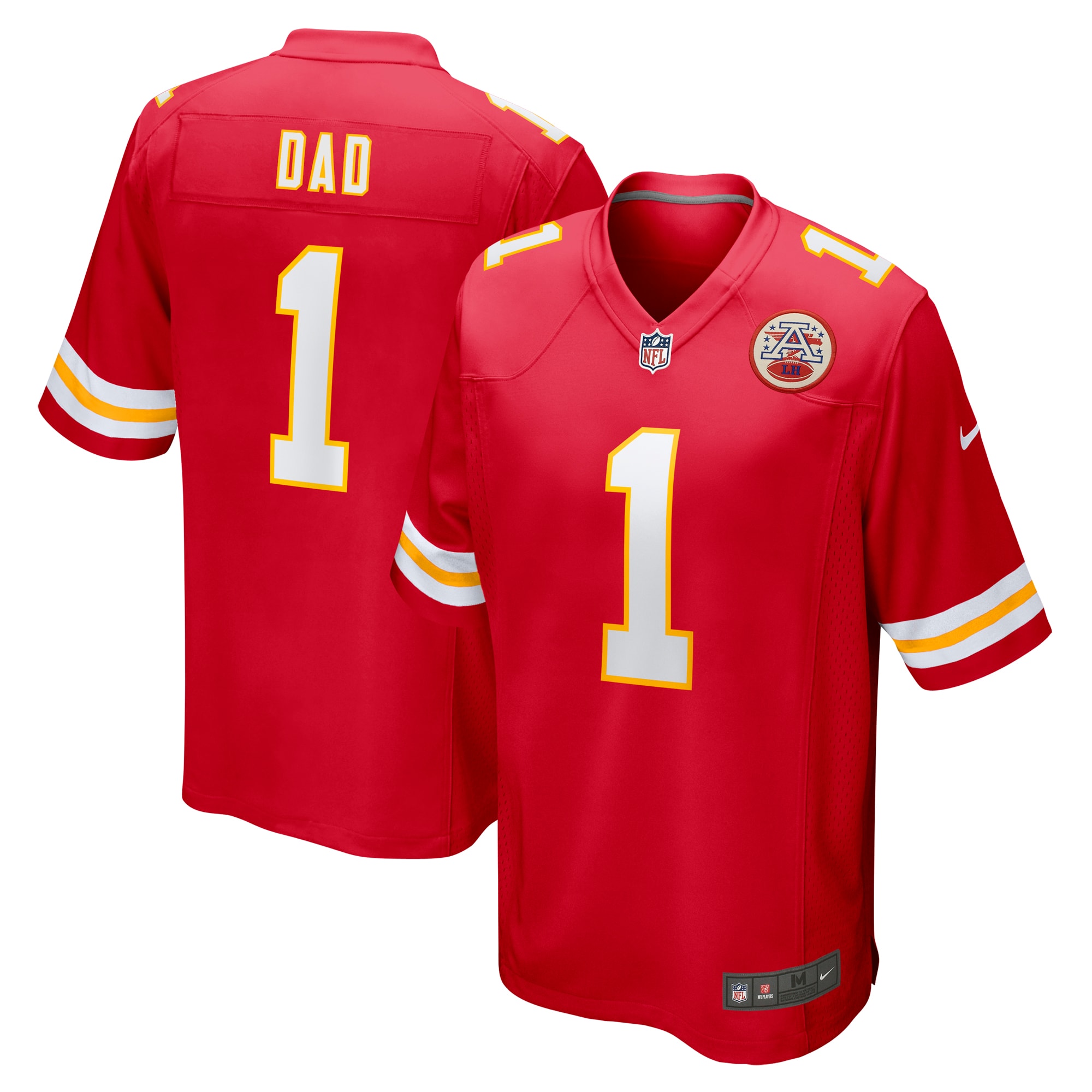 Men's Kansas City Chiefs Number 1 Dad Red Game Jersey JS8864 Saliibo