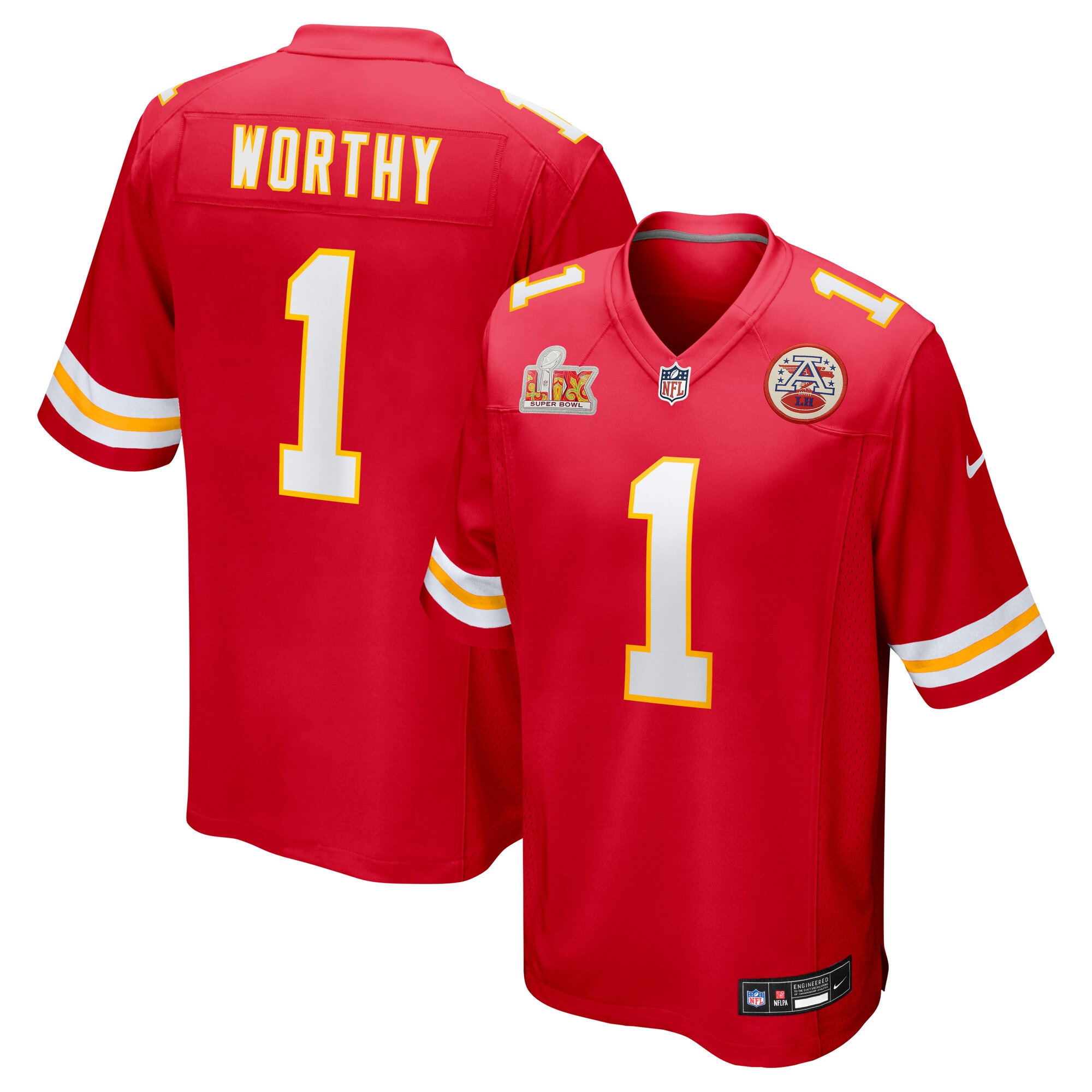 Men's Kansas City Chiefs Xavier Worthy Red Super Bowl LIX Game Jersey JS3930 Saliibo