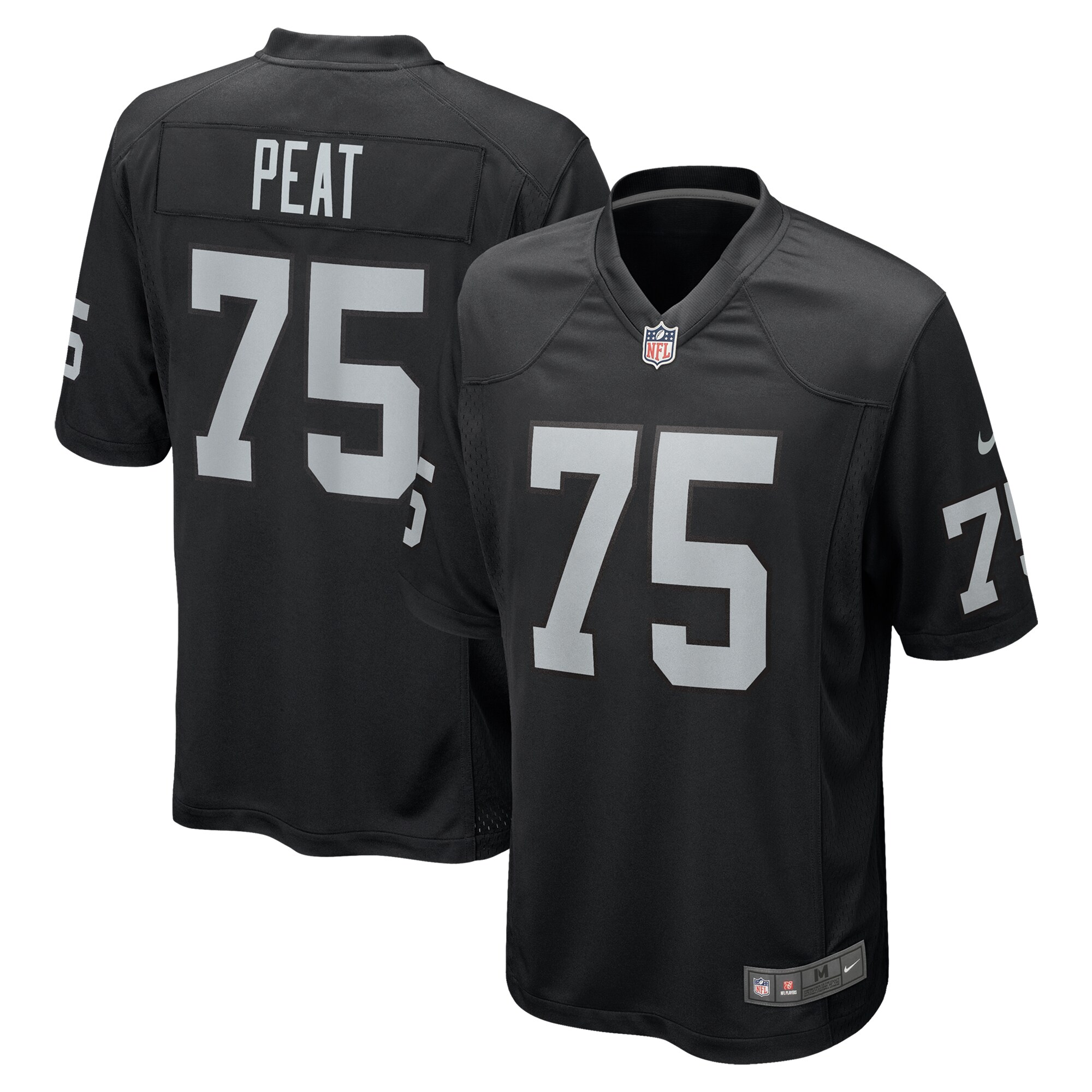 Men's Las Vegas Raiders Andrus Peat Black Team Game Jersey JS9374 Saliibo