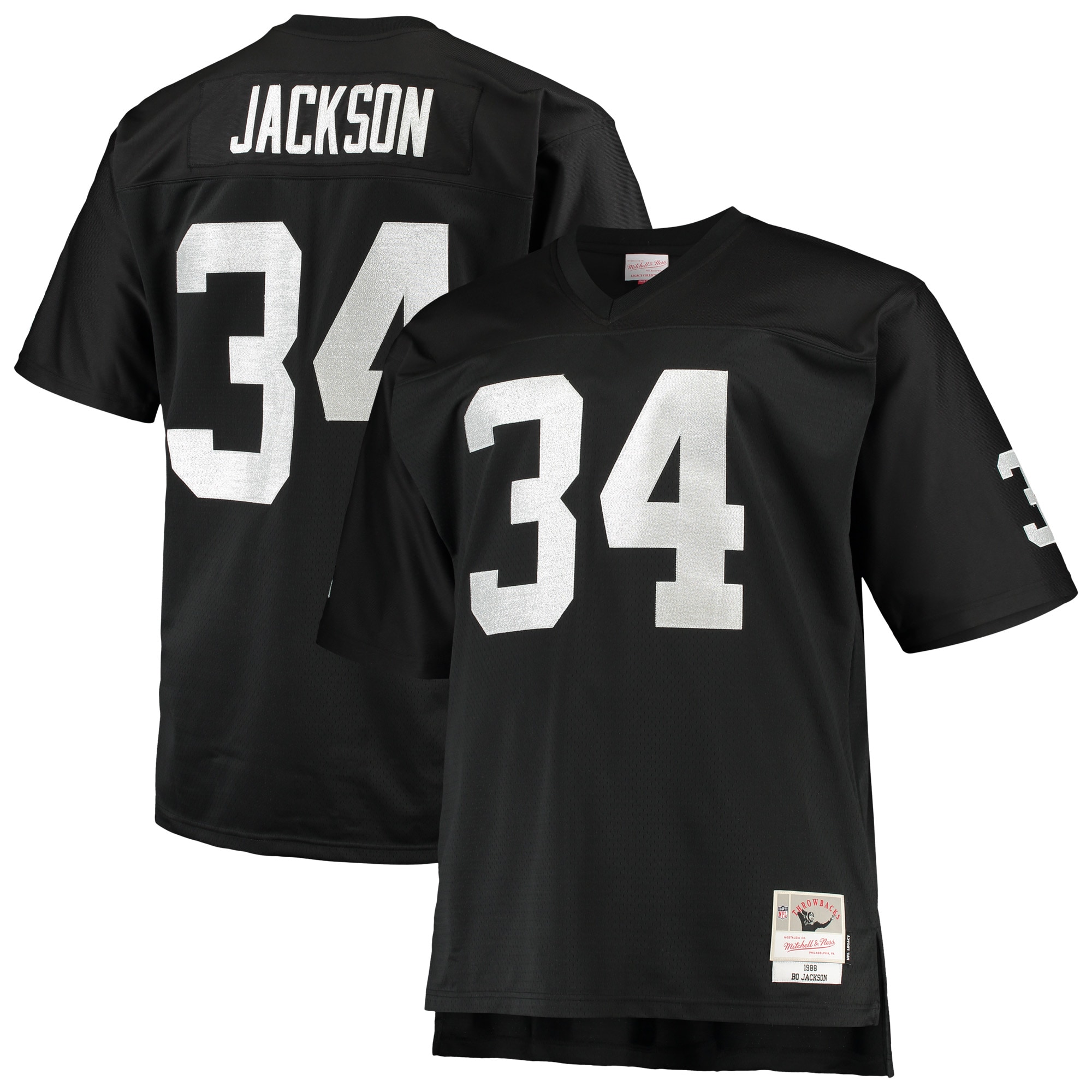 Men's Las Vegas Raiders Bo Jackson Mitchell & Ness Black Big & Tall 1988 Retired Player Jersey JS9900 Saliibo