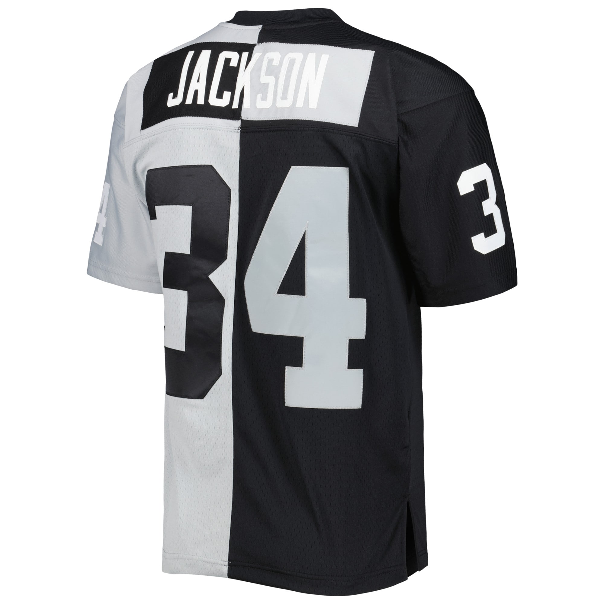 Men's Las Vegas Raiders Bo Jackson Mitchell & Ness Black/Silver 1988 Split Legacy Jersey JS1802 Saliibo - Image 3