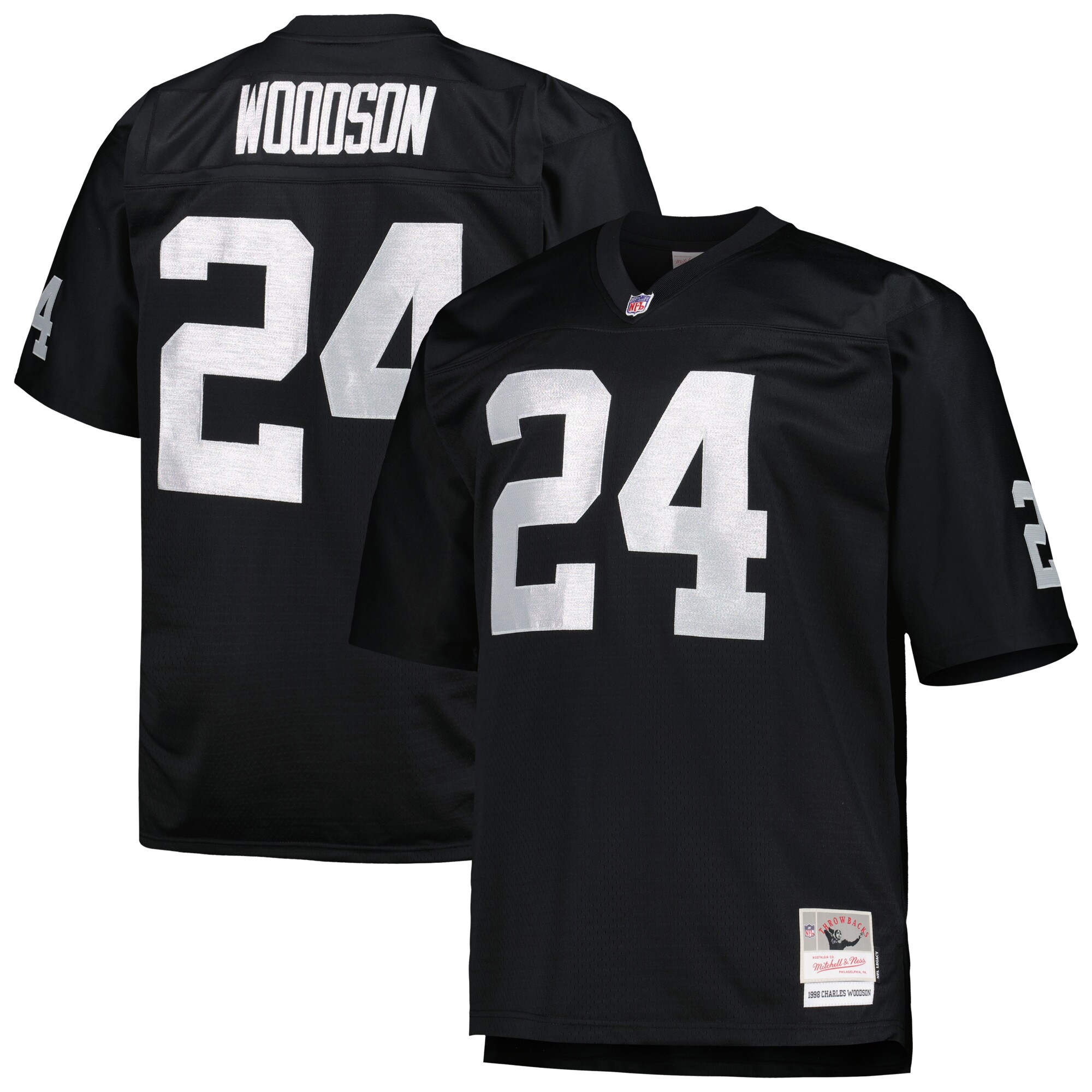 Men's Las Vegas Raiders Charles Woodson Mitchell & Ness Black Big & Tall 1998 Retired Player Jersey JS9595 Saliibo