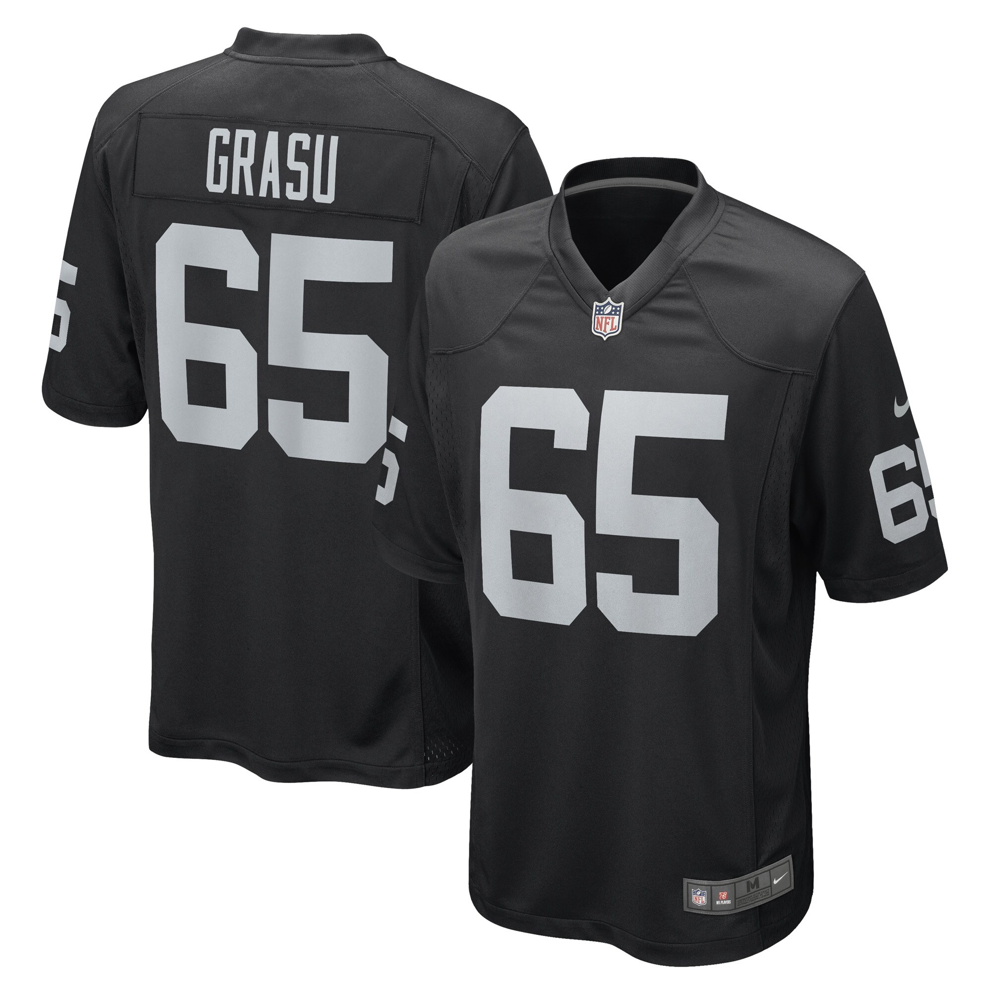 Men's Las Vegas Raiders Hroniss Grasu Black Game Player Jersey JS6593 Saliibo