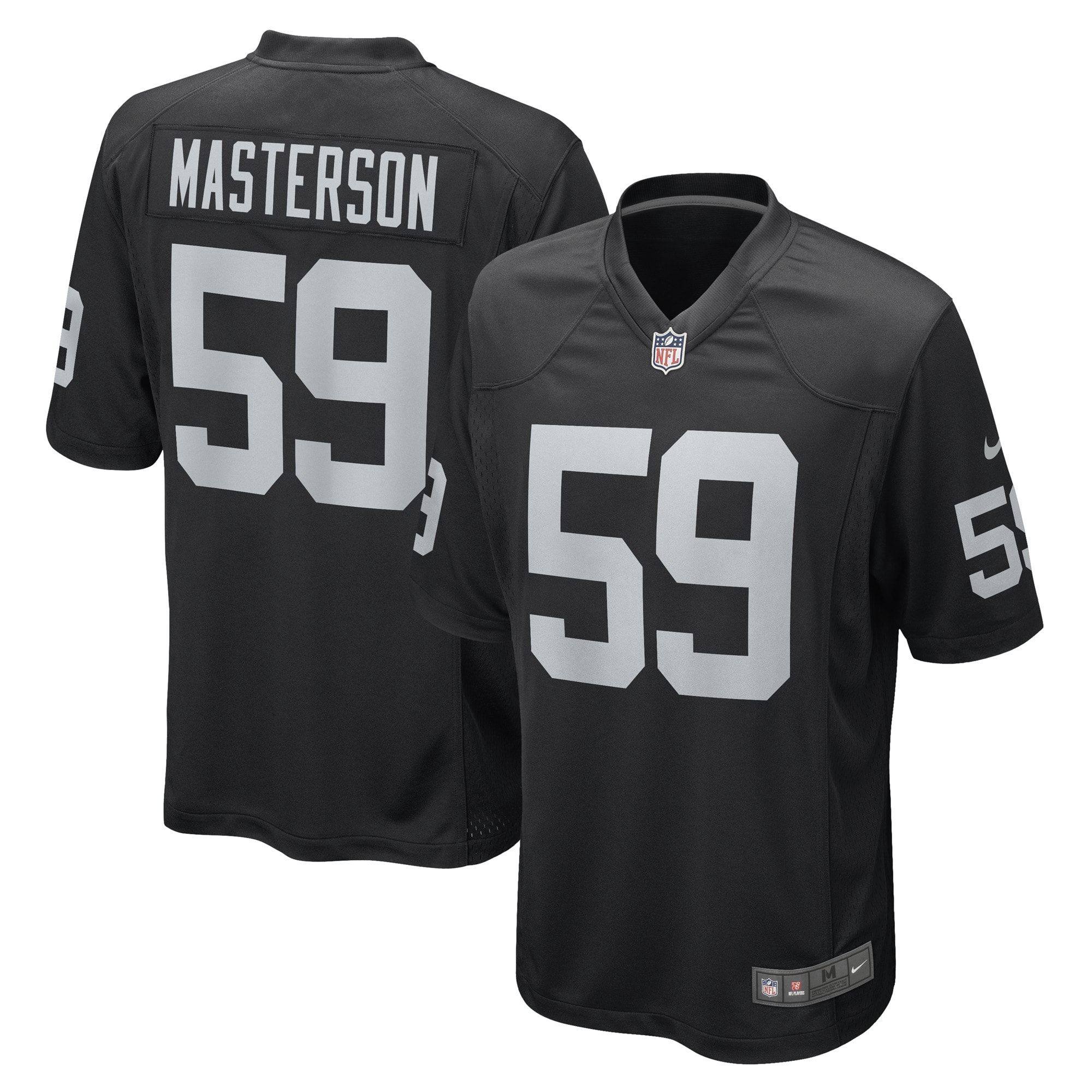 Men's Las Vegas Raiders Luke Masterson Black Game Player Jersey JS9958 Saliibo