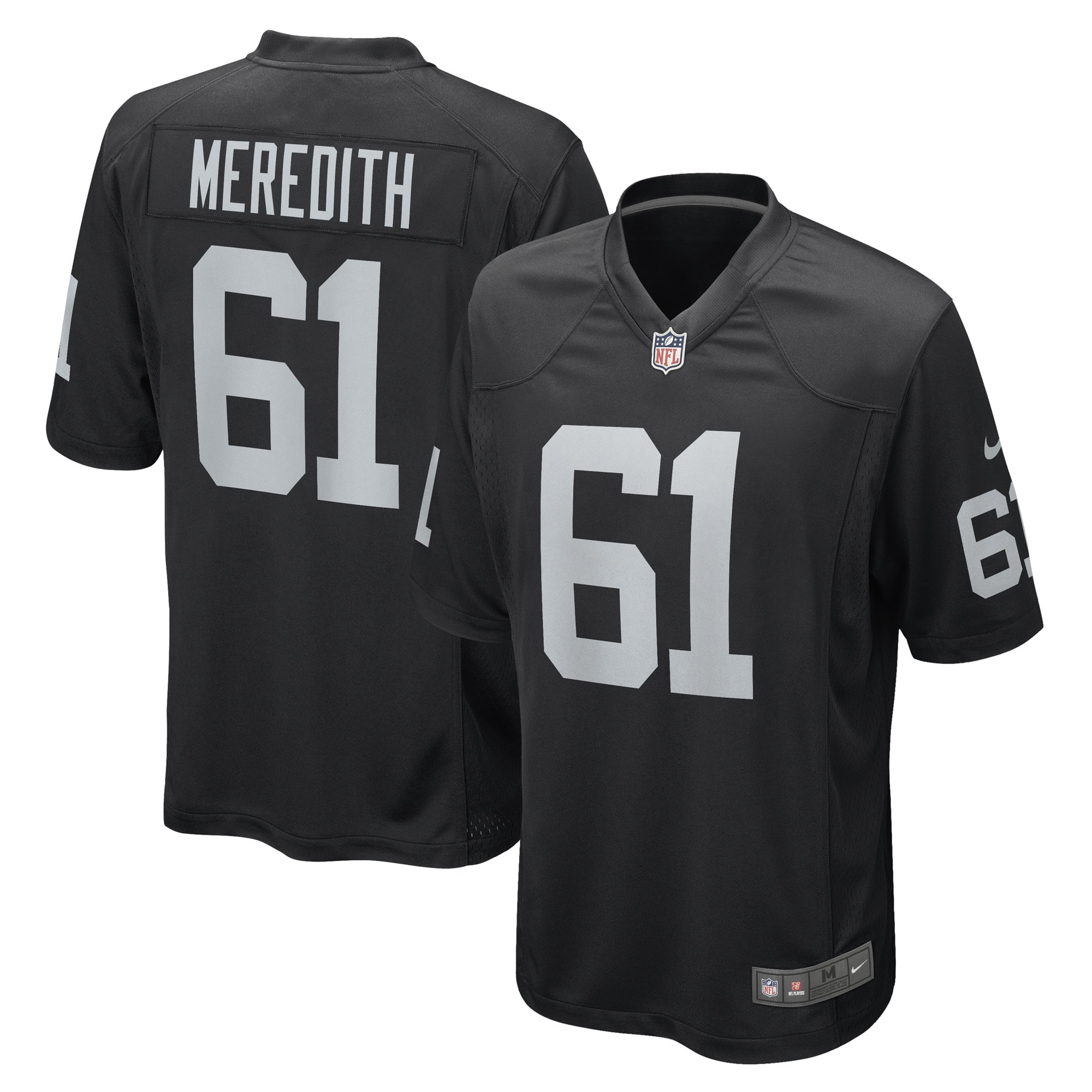 Men's Las Vegas Raiders Meredith Black Game Player Jersey JS4490 Saliibo