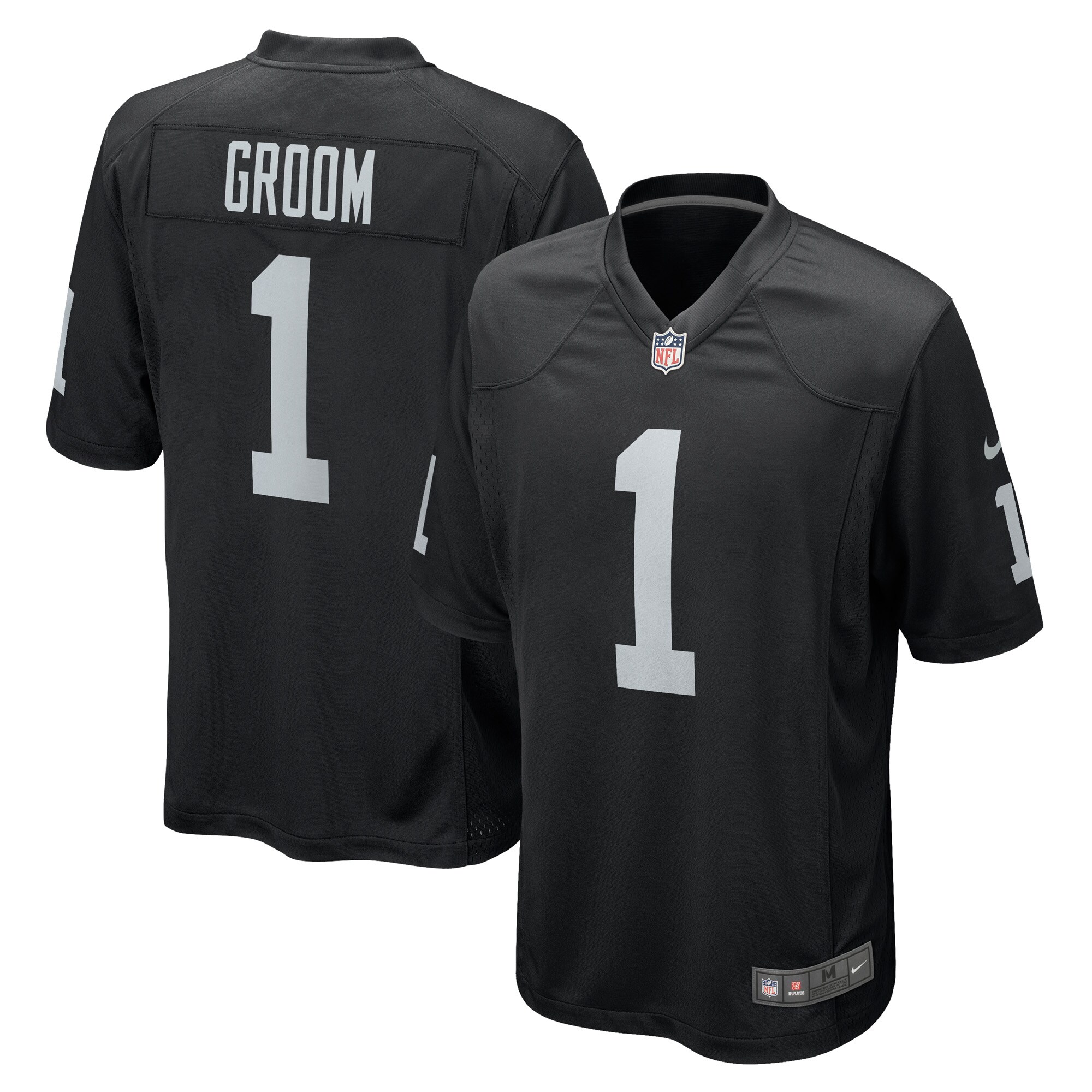 Men's Las Vegas Raiders Number 1 Groom Black Game Jersey JS4605 Saliibo