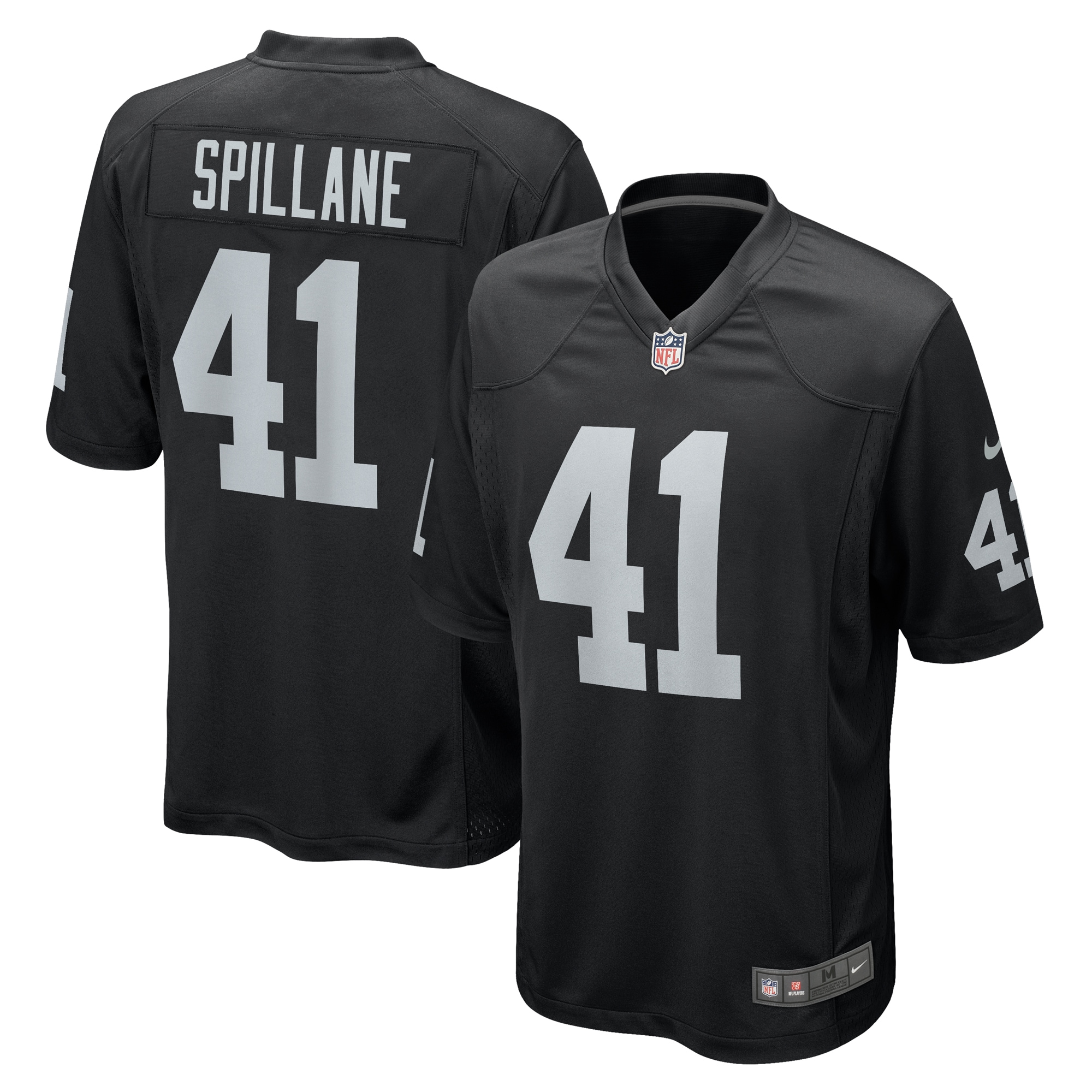 Men's Las Vegas Raiders Robert Spillane Black Game Player Jersey JS3020 Saliibo