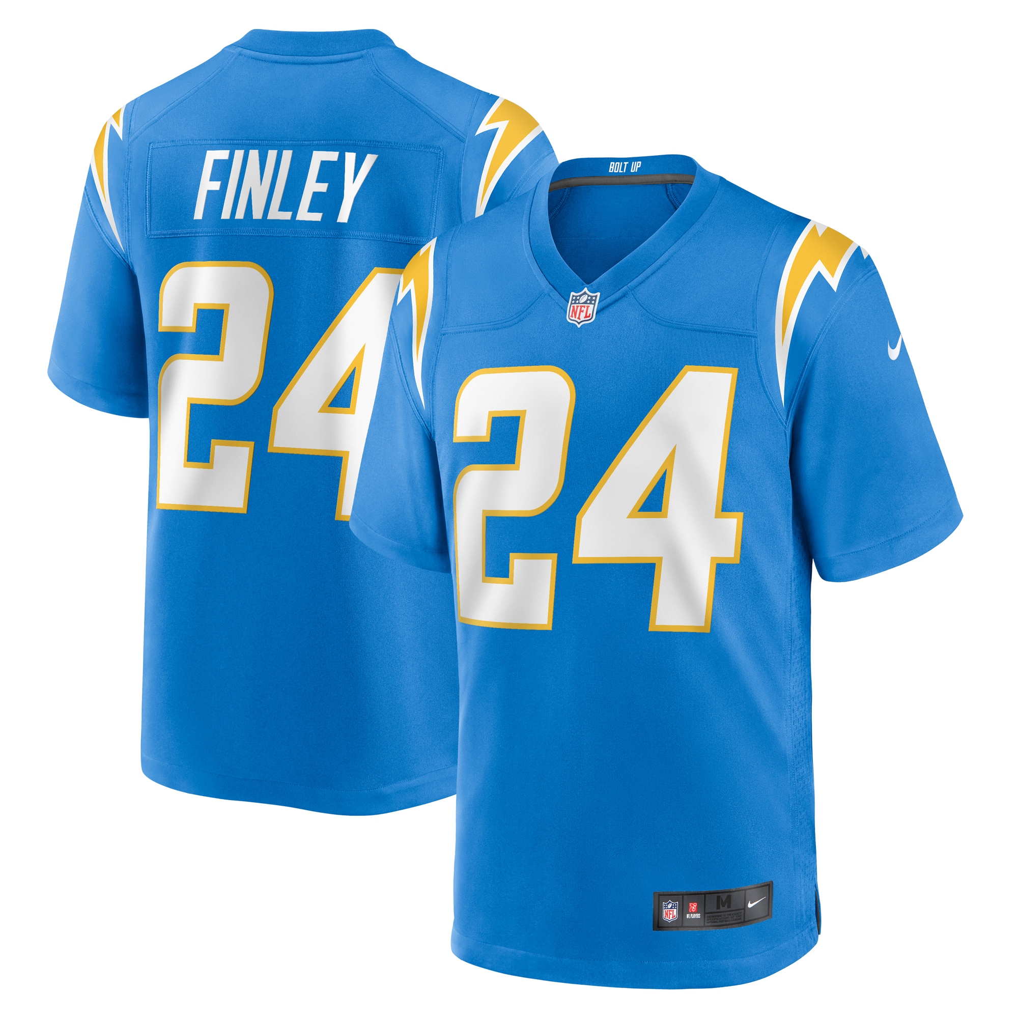 Men's Los Angeles Chargers AJ Finley Powder Blue Team Game Jersey JS4677 Saliibo