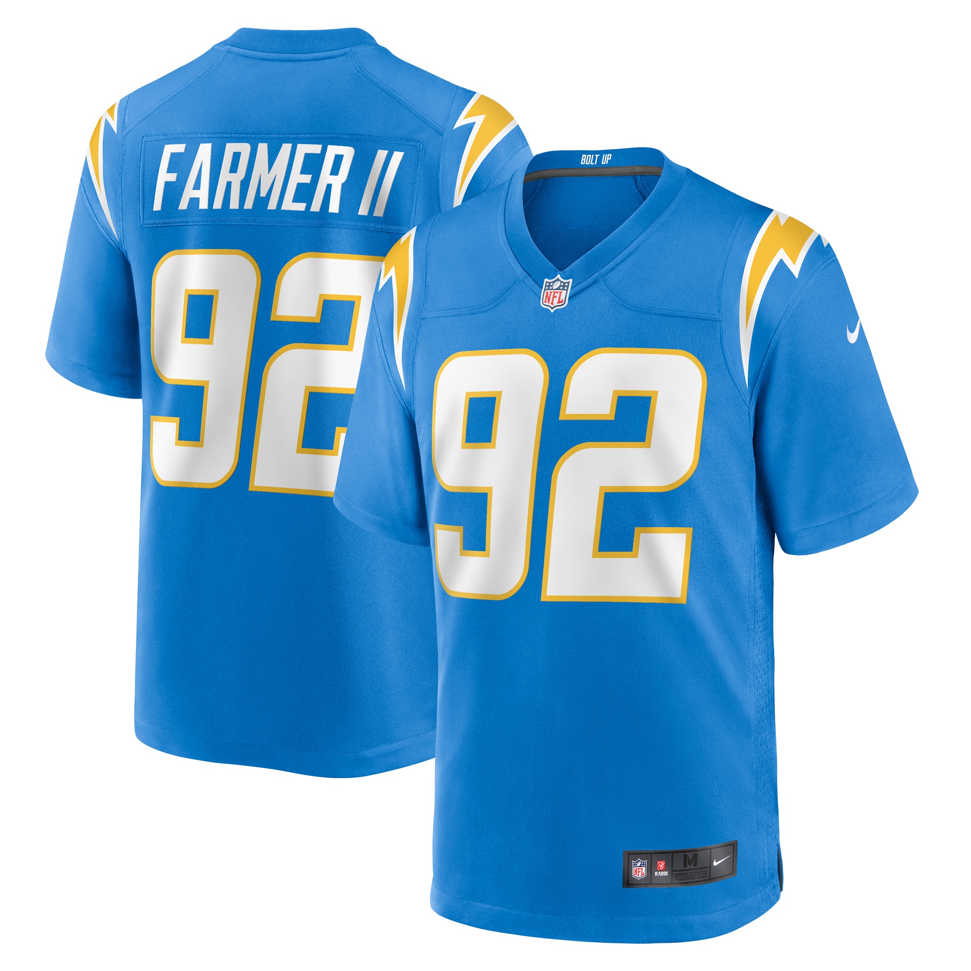 Men's Los Angeles Chargers Andrew Farmer Powder Blue Team Game Jersey JS6084 Saliibo