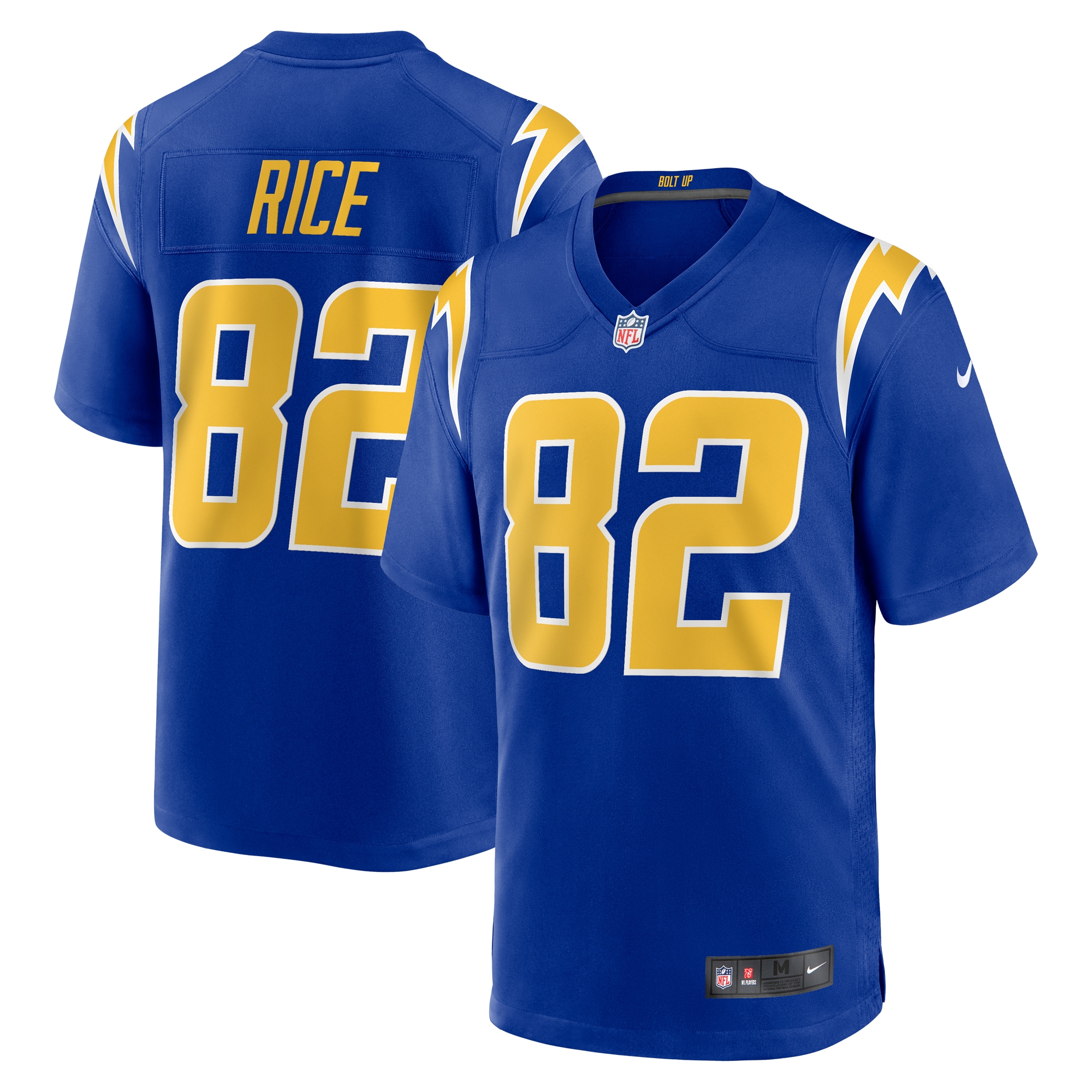 Men's Los Angeles Chargers Brenden Rice Royal 2nd Alternate Game Player Jersey JS5309 Saliibo