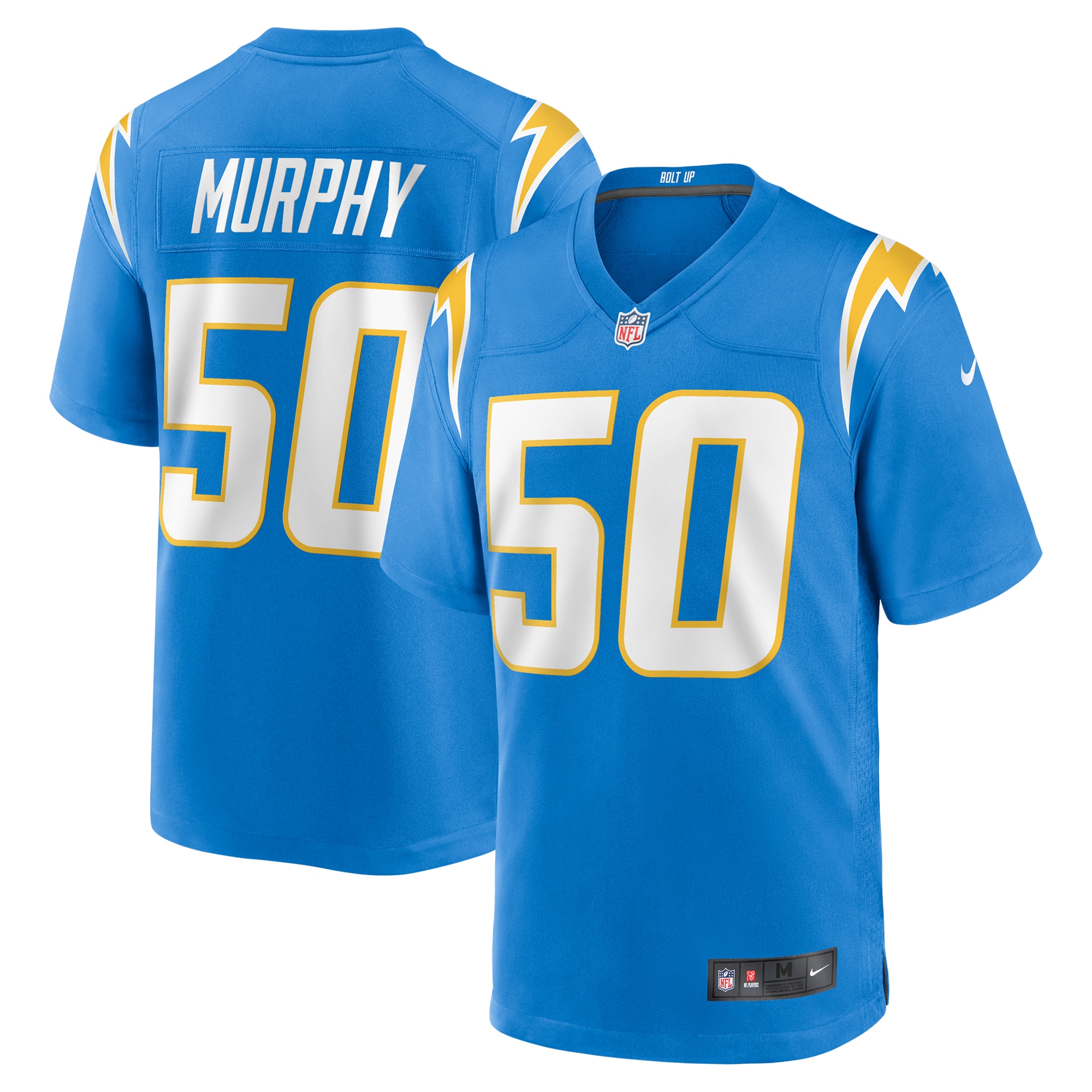 Men's Los Angeles Chargers Caleb Murphy Powder Blue Team Game Jersey JS1880 Saliibo
