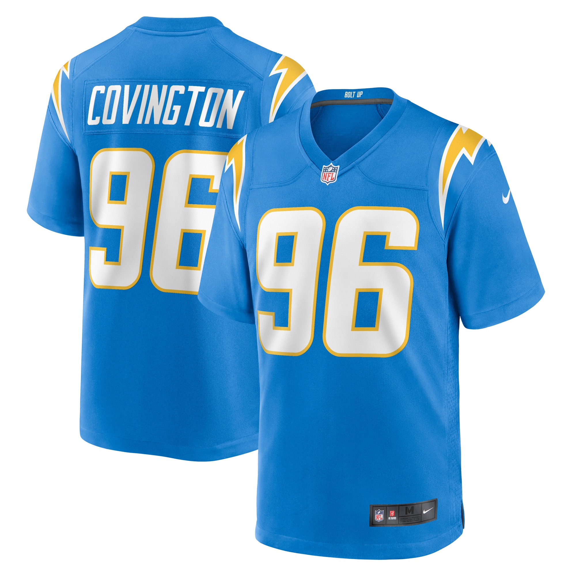 Men's Los Angeles Chargers Christian Covington Powder Blue Team Game Jersey JS9361 Saliibo