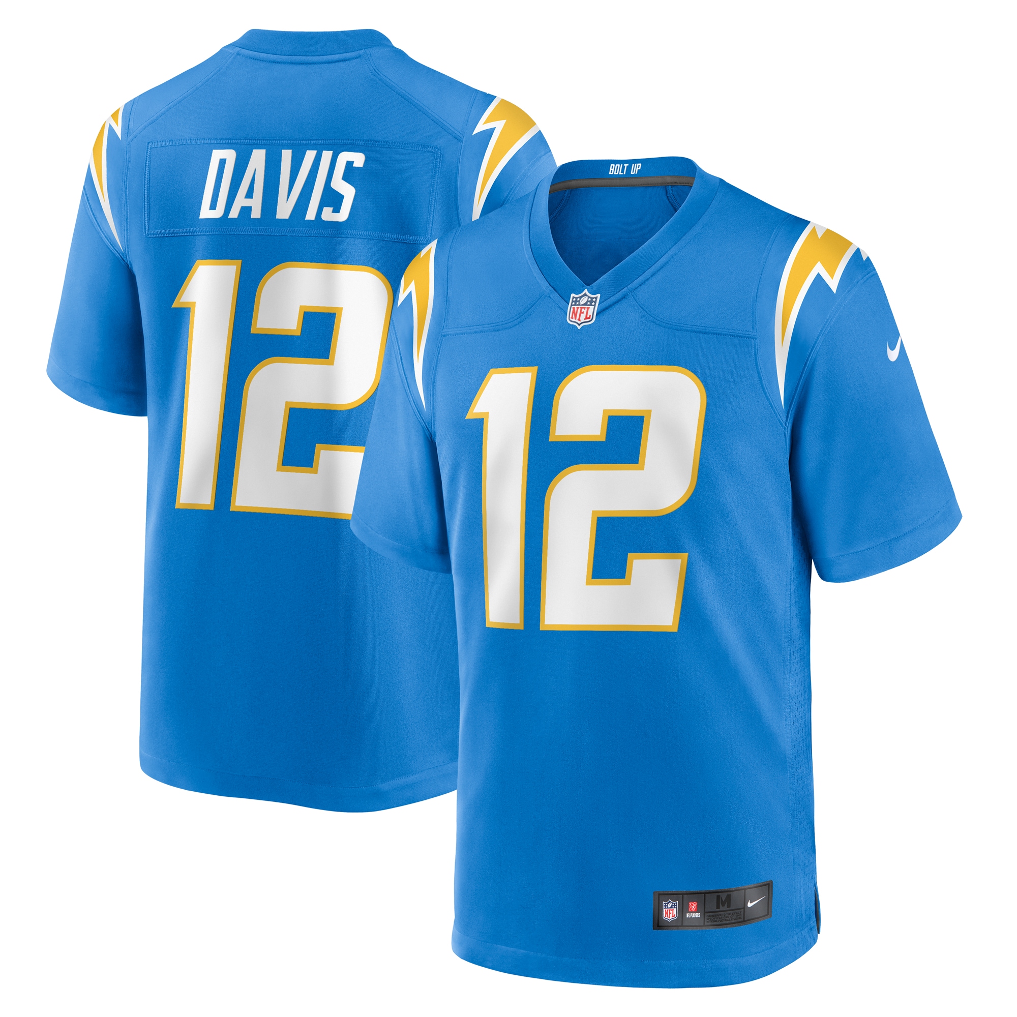 Men's Los Angeles Chargers Derius Davis Powder Blue Team Game Jersey JS5646 Saliibo