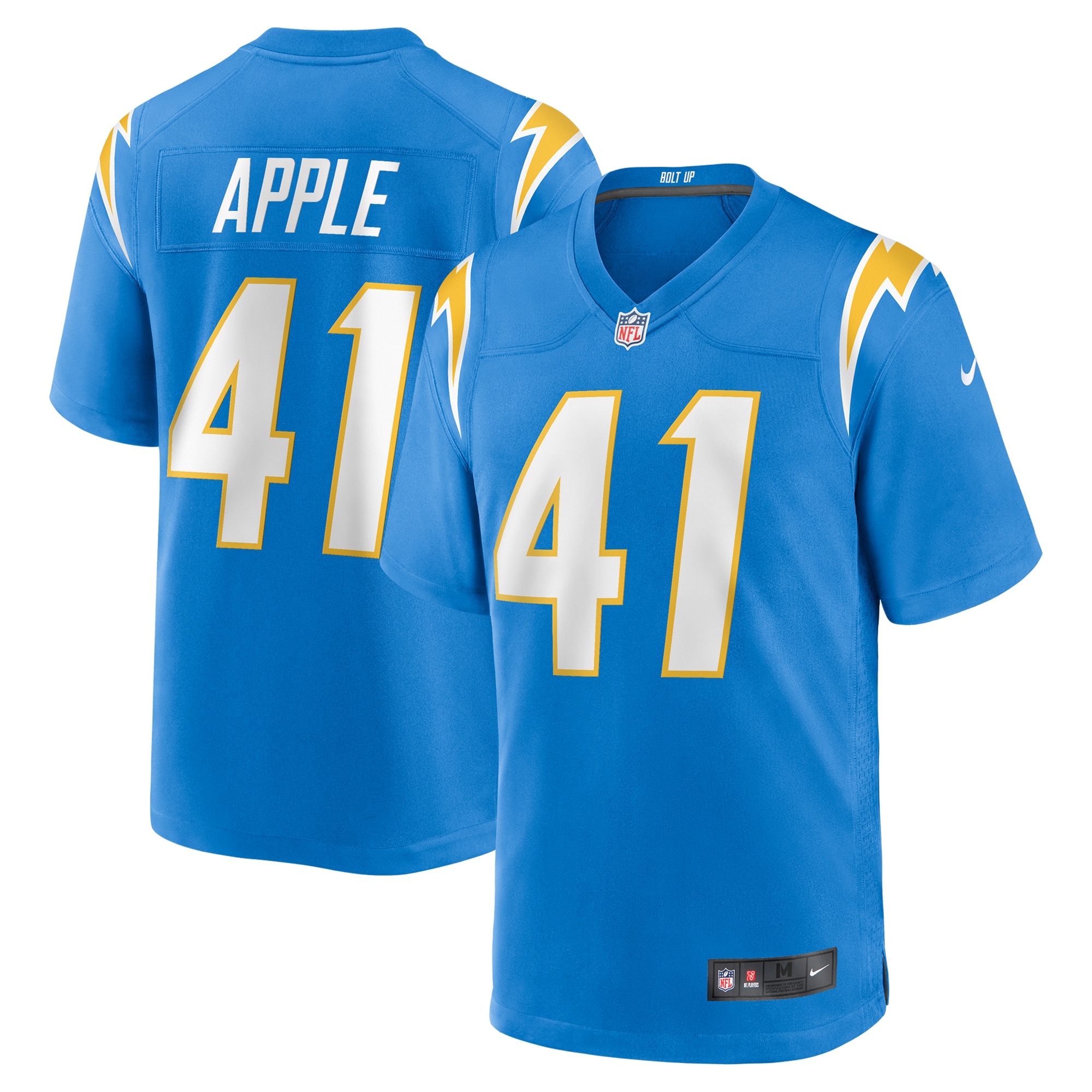 Men's Los Angeles Chargers Eli Apple Powder Blue Team Game Jersey JS1543 Saliibo