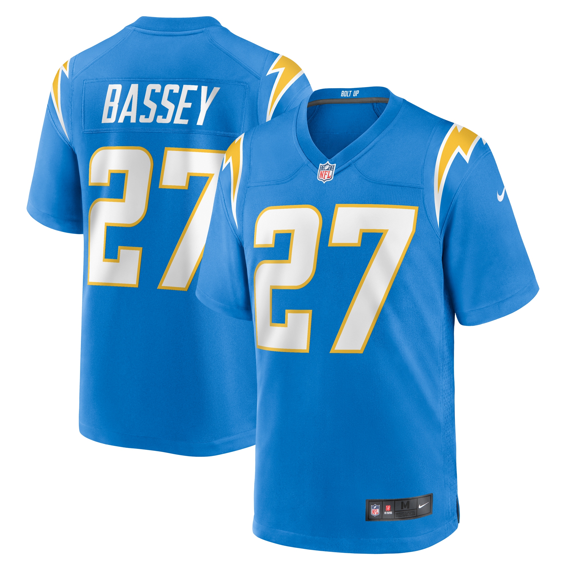 Men's Los Angeles Chargers Essang Bassey Powder Blue Game Jersey JS4562 Saliibo