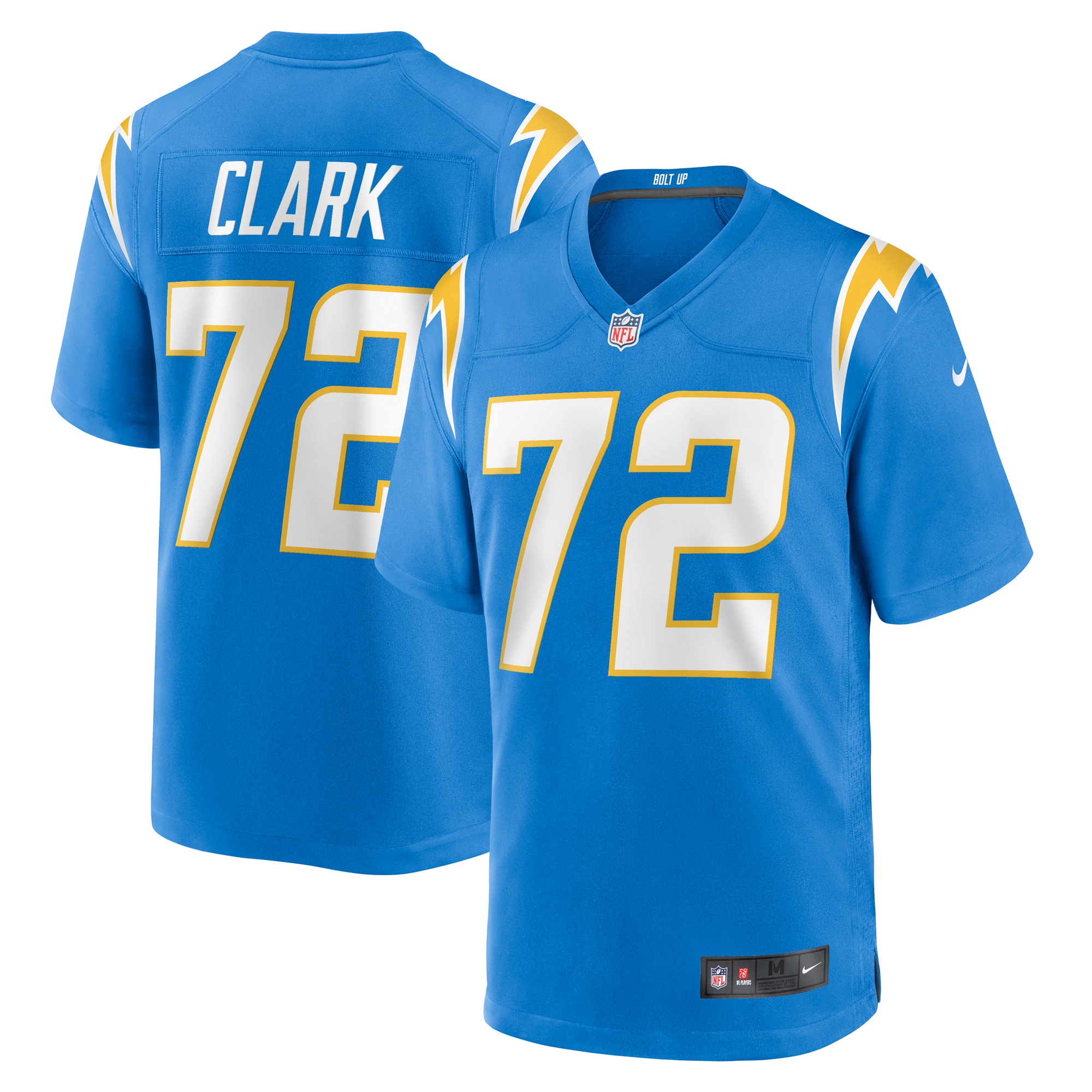 Men's Los Angeles Chargers Jerrod Clark Powder Blue Team Game Jersey JS8440 Saliibo