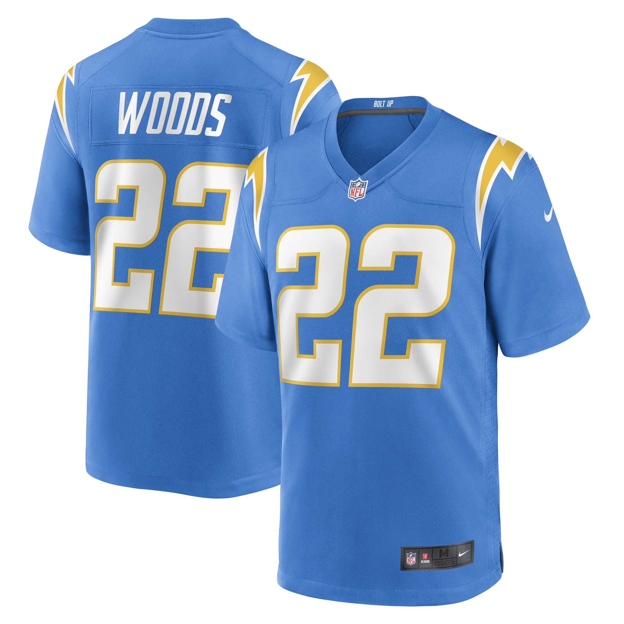 Men's Los Angeles Chargers JT Woods Powder Blue Game Player Jersey JS6815 Saliibo