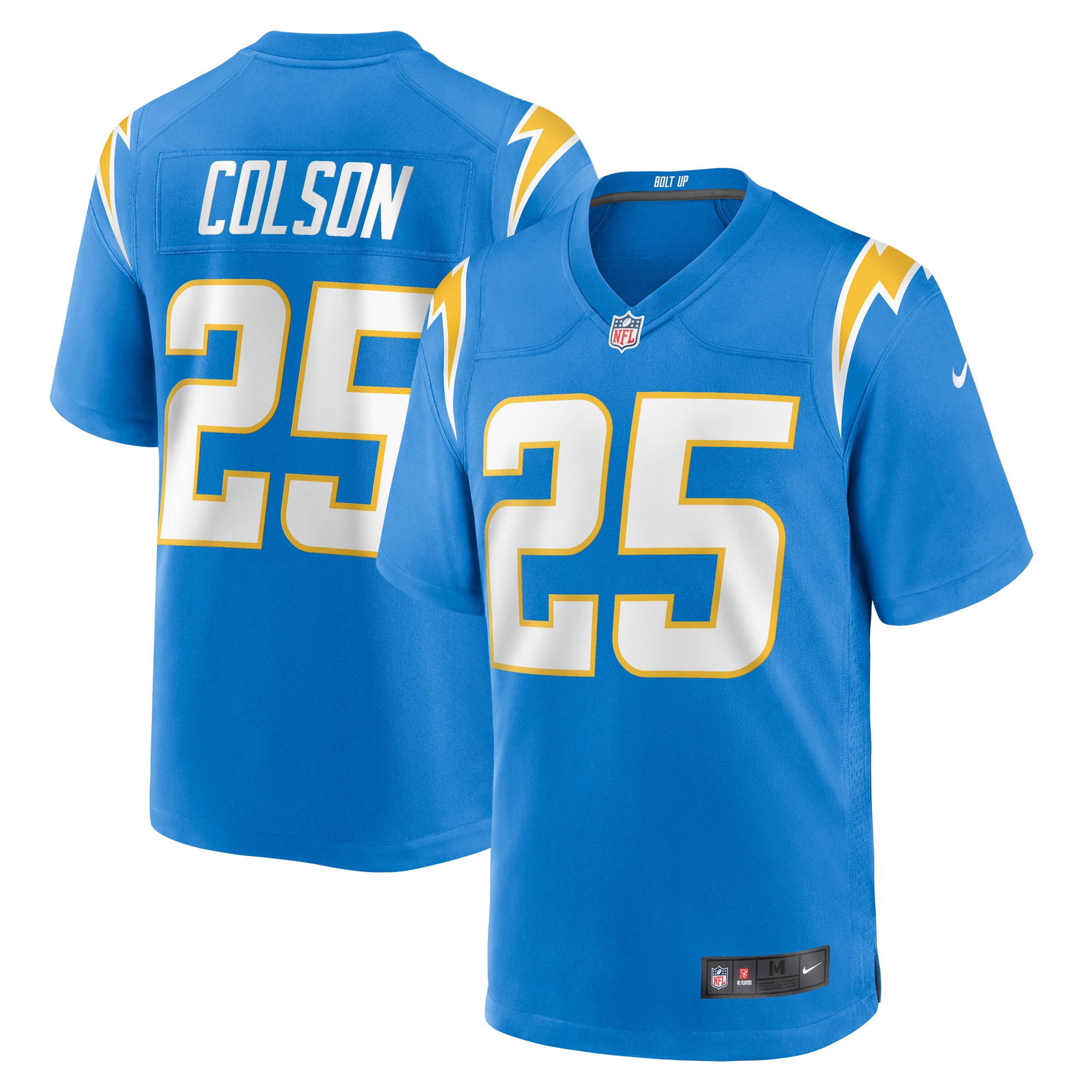Men's Los Angeles Chargers Junior Colson Powder Blue Team Game Jersey JS7119 Saliibo