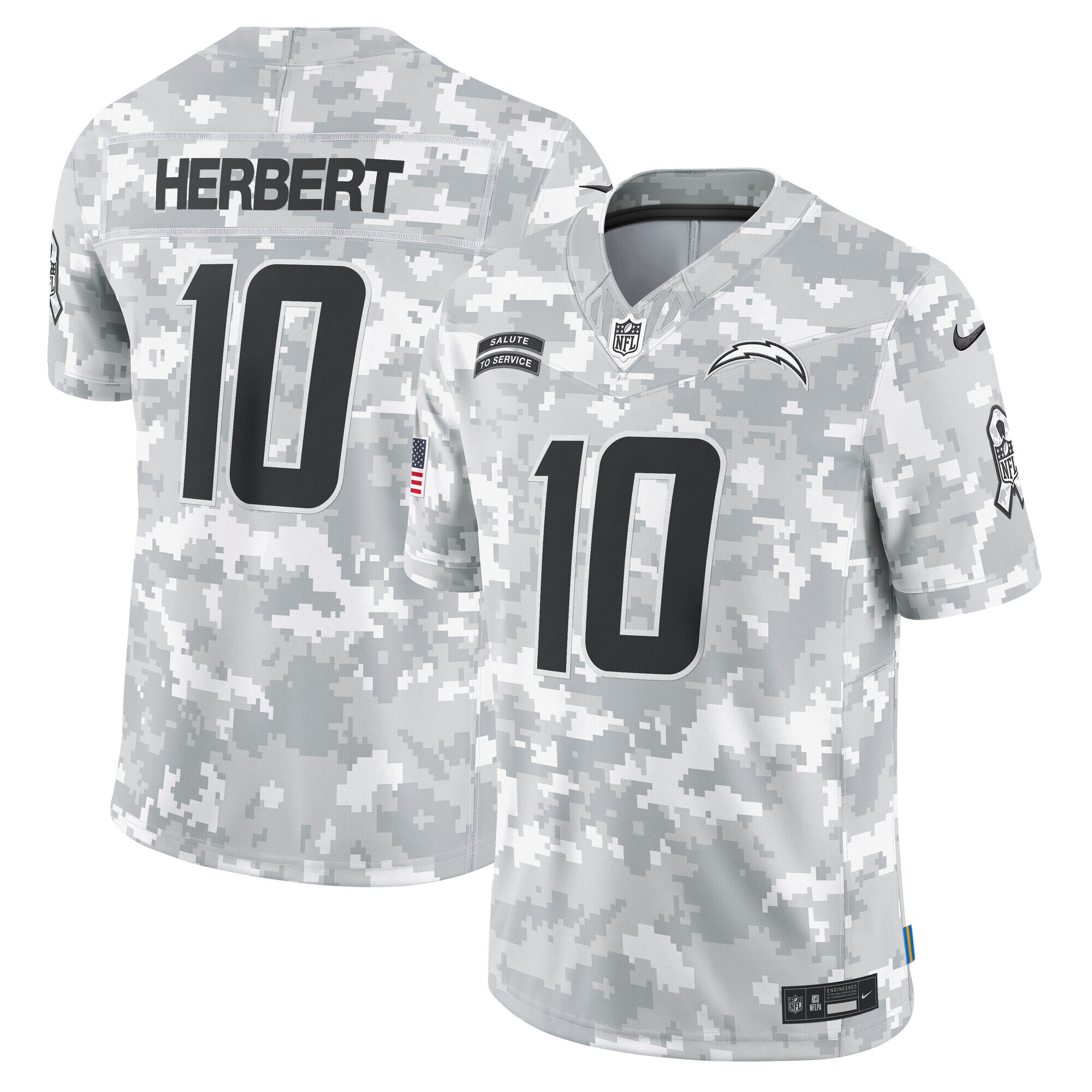 Men's Los Angeles Chargers Justin Herbert Arctic Camo 2024 Salute to Service Limited Jersey JS8016 Saliibo