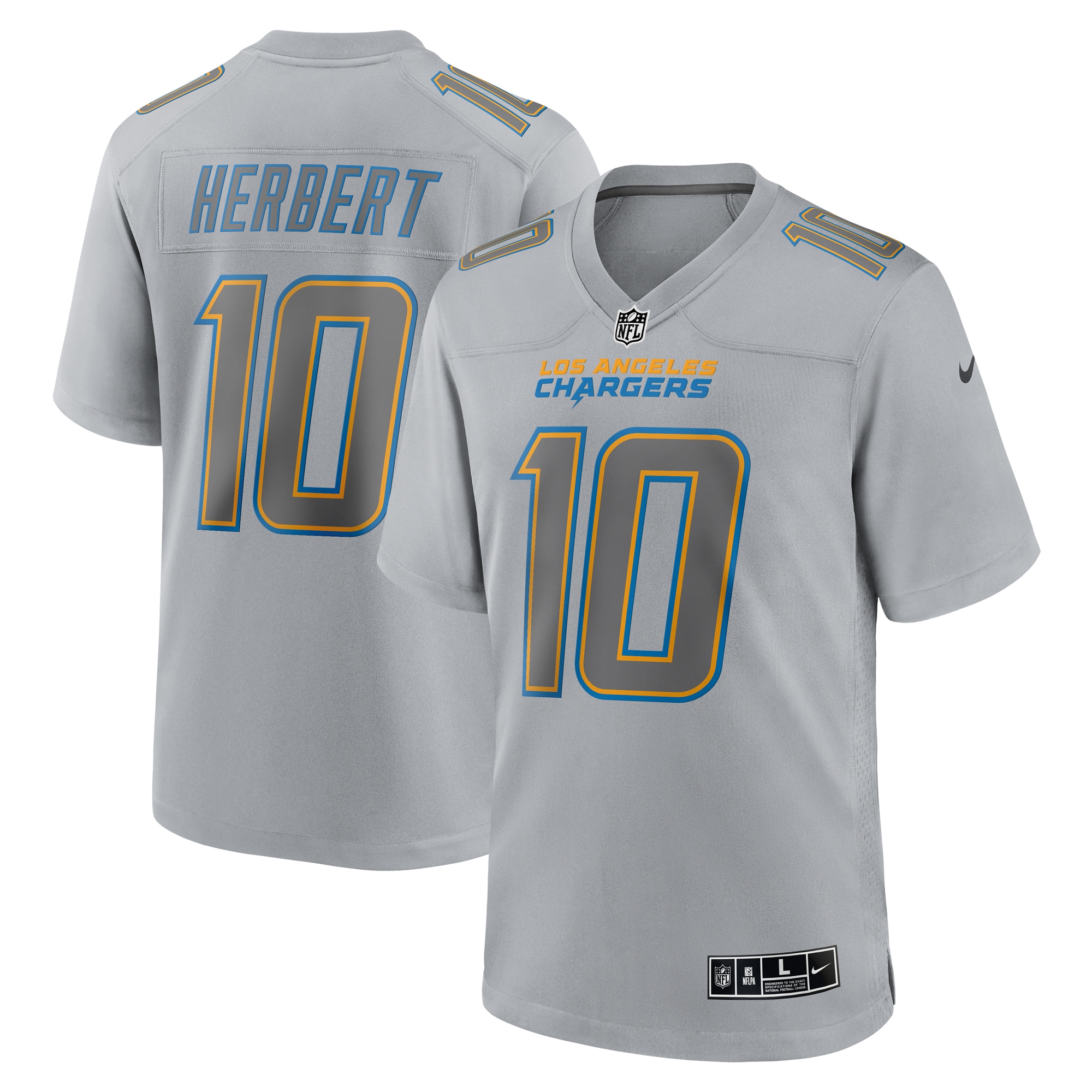 Men's Los Angeles Chargers Justin Herbert Gray Atmosphere Fashion Game Jersey JS9017 Saliibo