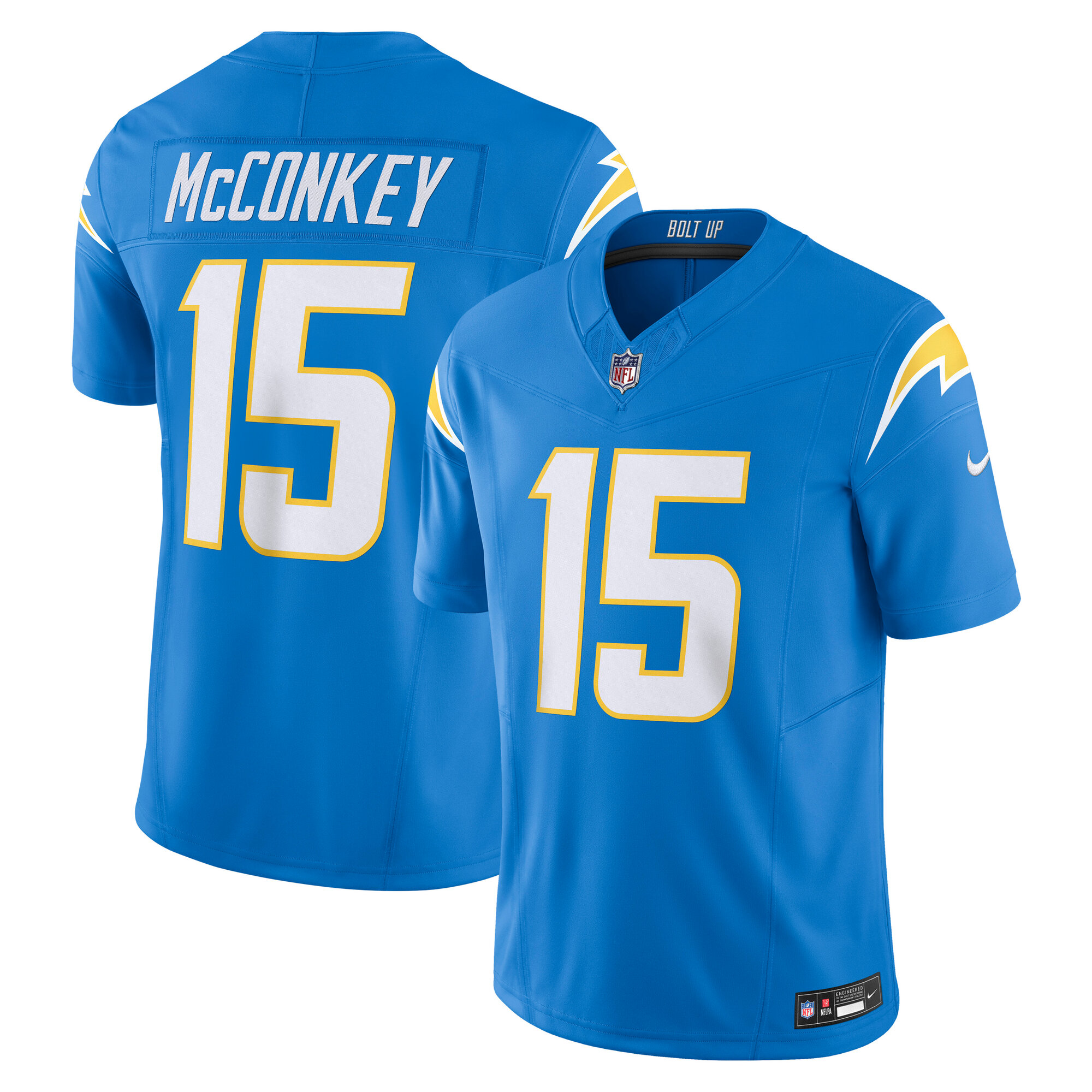 Men's Los Angeles Chargers Ladd McConkey Powder Blue Team Vapor F.U.S.E. Limited Jersey JS2725 Saliibo