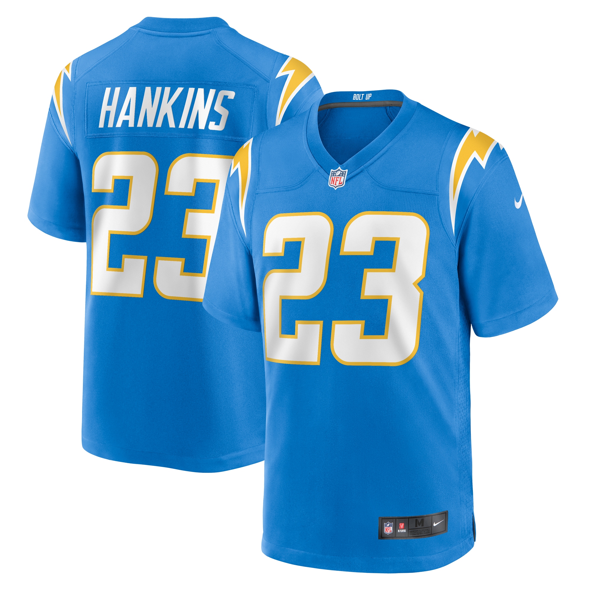 Men's Los Angeles Chargers Matt Hankins Powder Blue Team Game Jersey JS8738 Saliibo