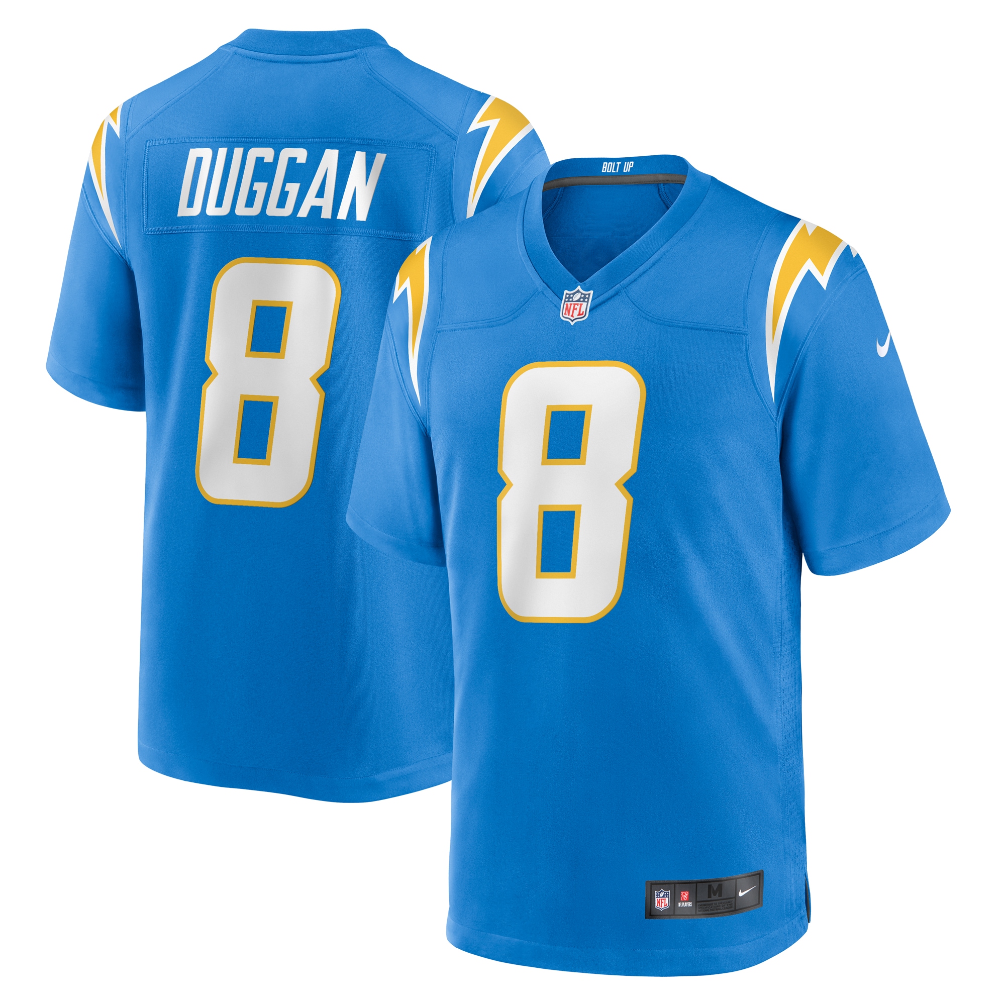 Men's Los Angeles Chargers Max Duggan Powder Blue Team Game Jersey JS3651 Saliibo
