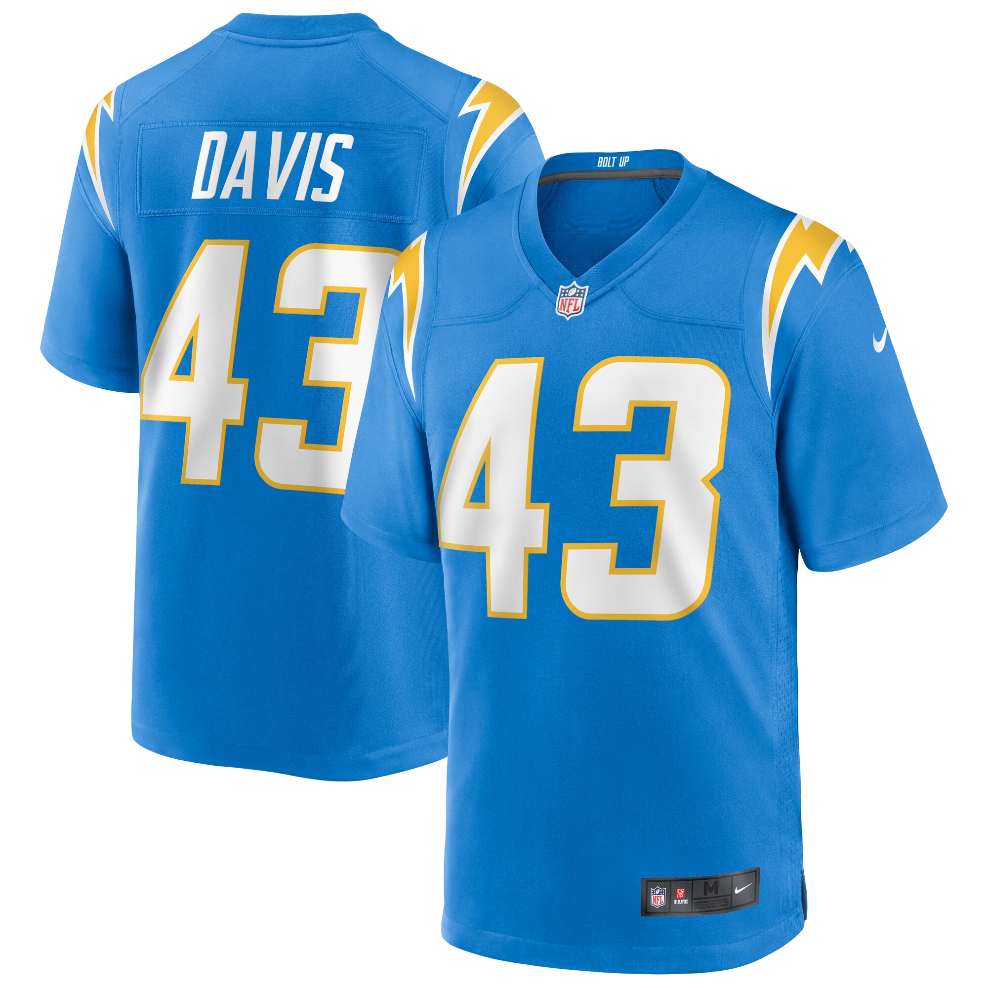 Men's Los Angeles Chargers Michael Davis Powder Blue Game Jersey JS9937 Saliibo