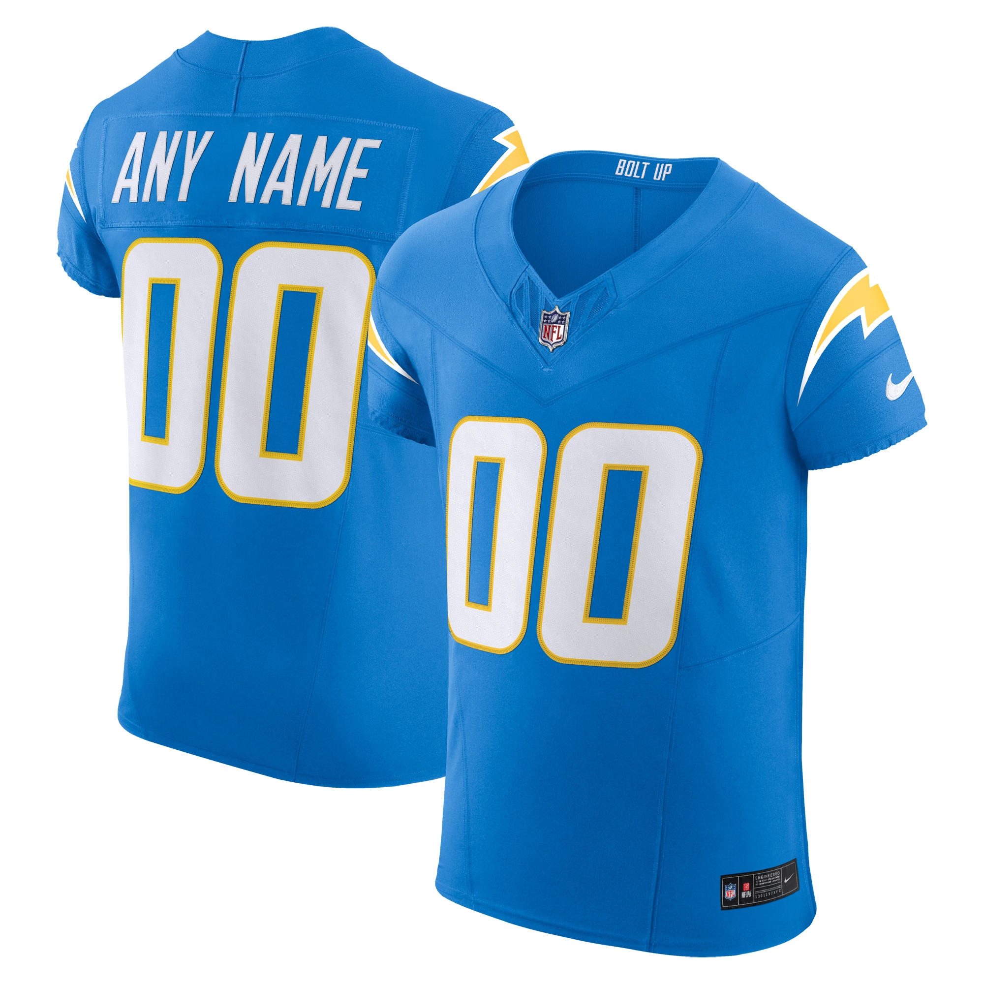 Men's Los Angeles Chargers Powder Blue Vapor F.U.S.E. Elite Custom Jersey JS1918 Saliibo